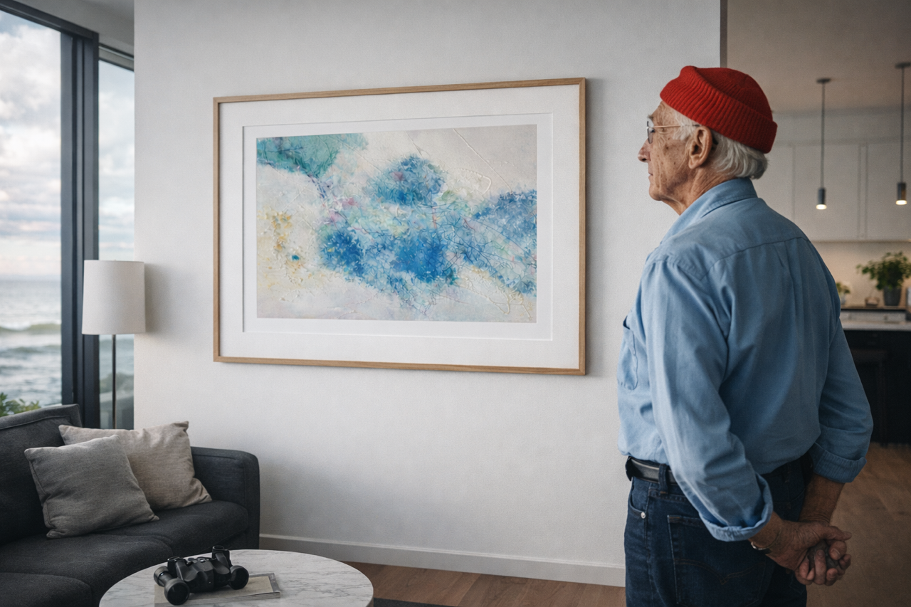 "on the bottom"Mixed Media auf Büttenpapier 50 x 70 cm von 2025