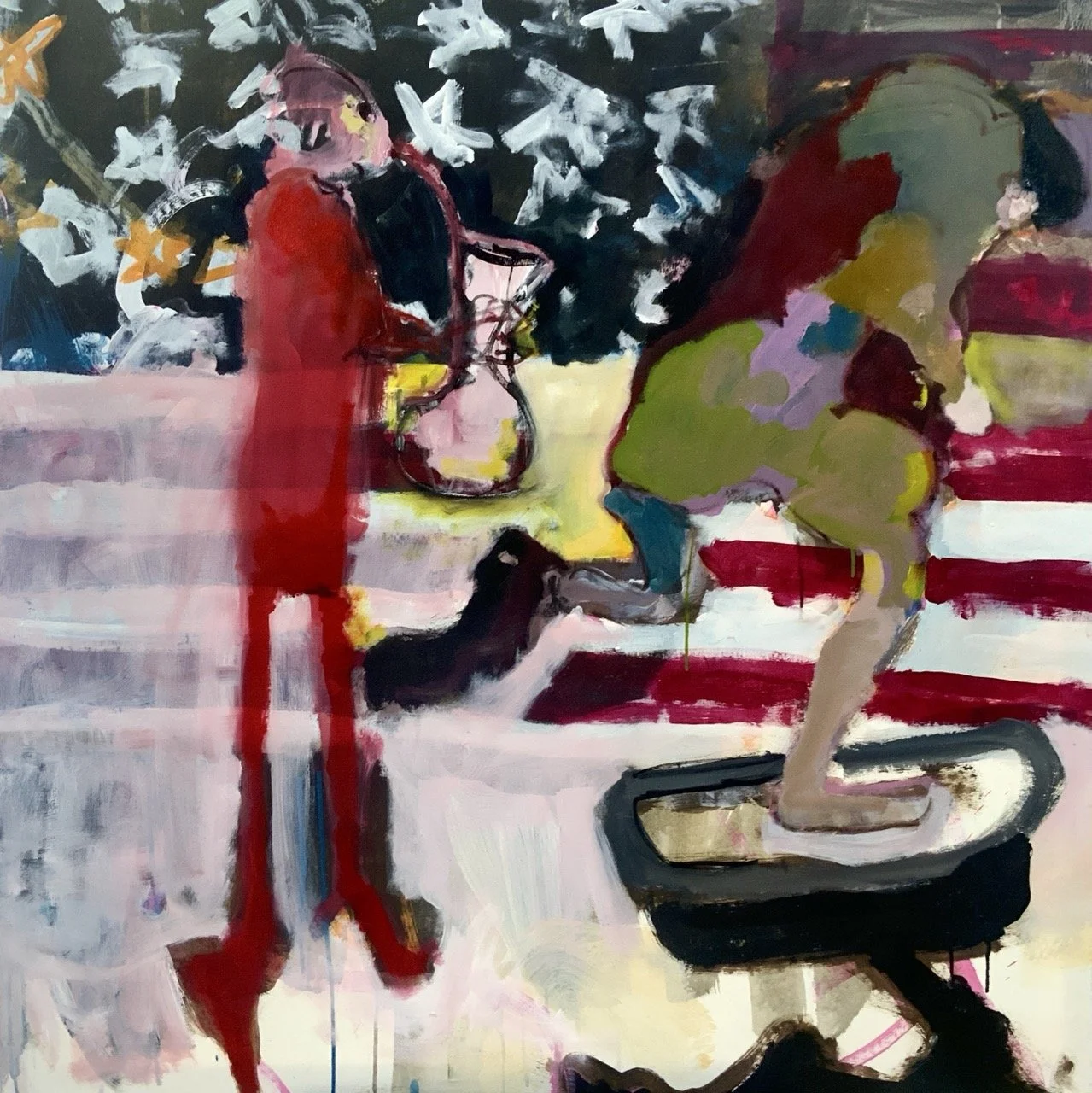 Musik unterm Sternenhimmel- Acryl:Öl:Leinwand 110x110 cm 2025