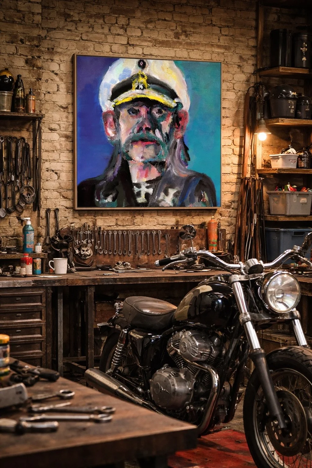 Lemmy Kilmister Porträt – Original Ölbild auf Leinwand (30 x 30 cm) – Conny Gabora, 2023