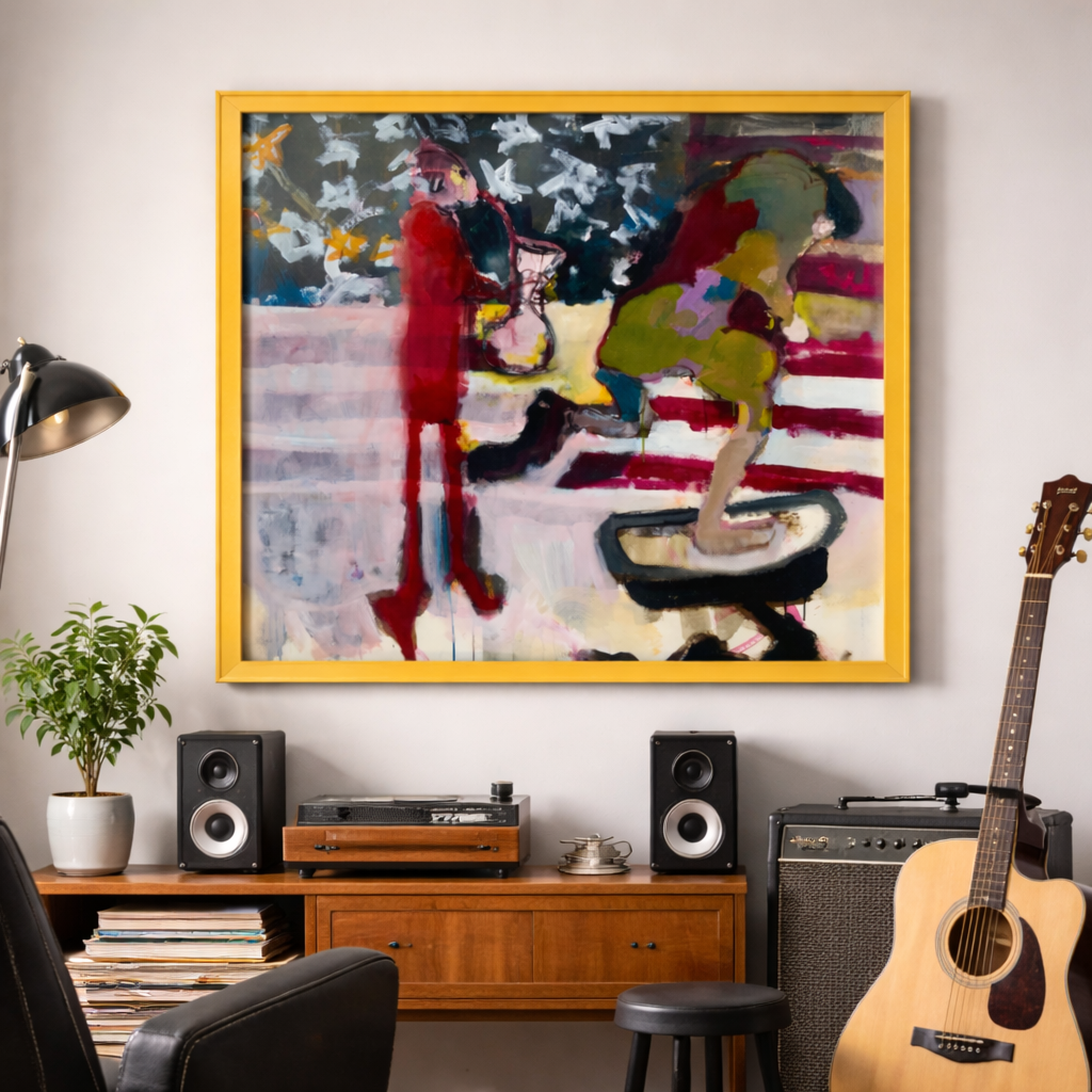 Musik unterm Sternenhimmel- Acryl:Öl:Leinwand 110x110 cm