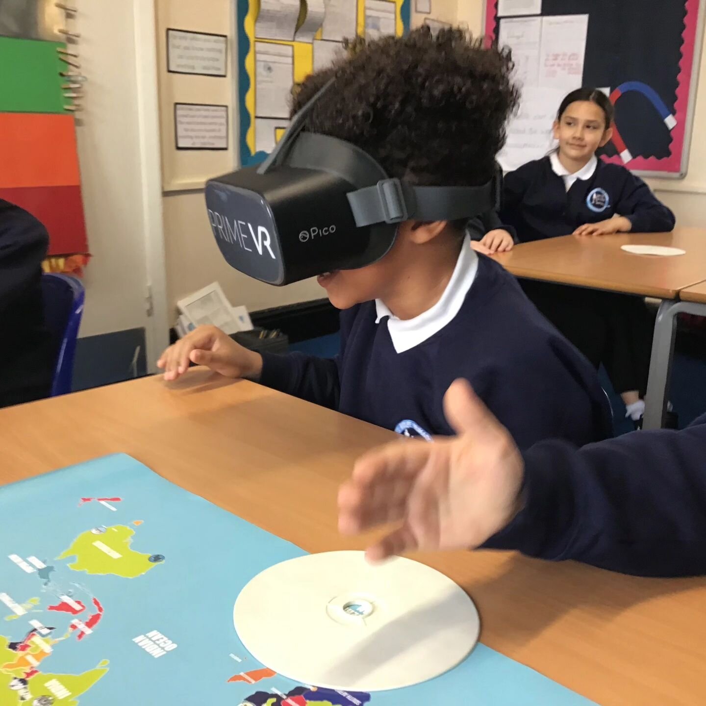 Year 3 had an amazing time today using VR to learn all about different volcanoes! #virtualreality #greenwichschool #geography