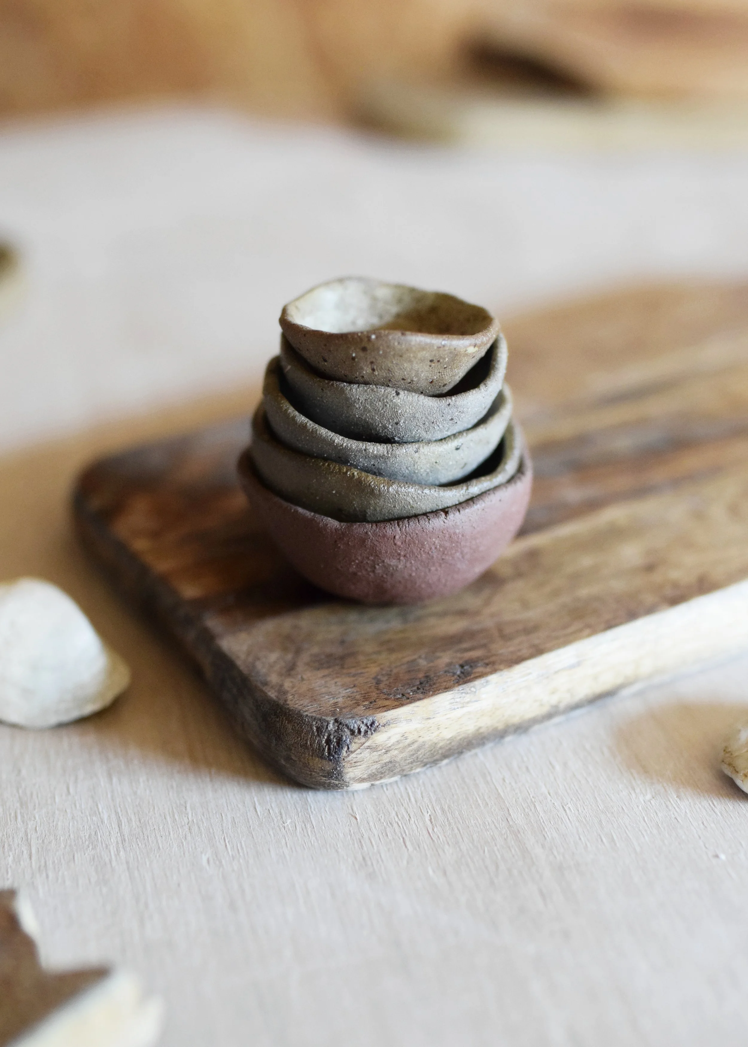 STACK OF HAND PINCHED BOWLS (mini's)