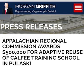Appalachian Regional Commission Awards $500,000 for Adaptive Reuse of Calfee Training School in Pulaski