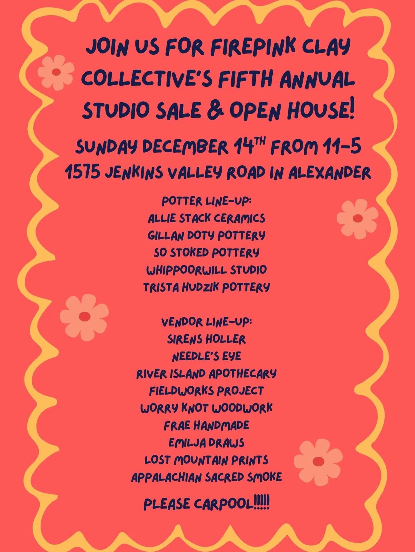 Firepink Clay Collective’s fifth annual studio sale and open house