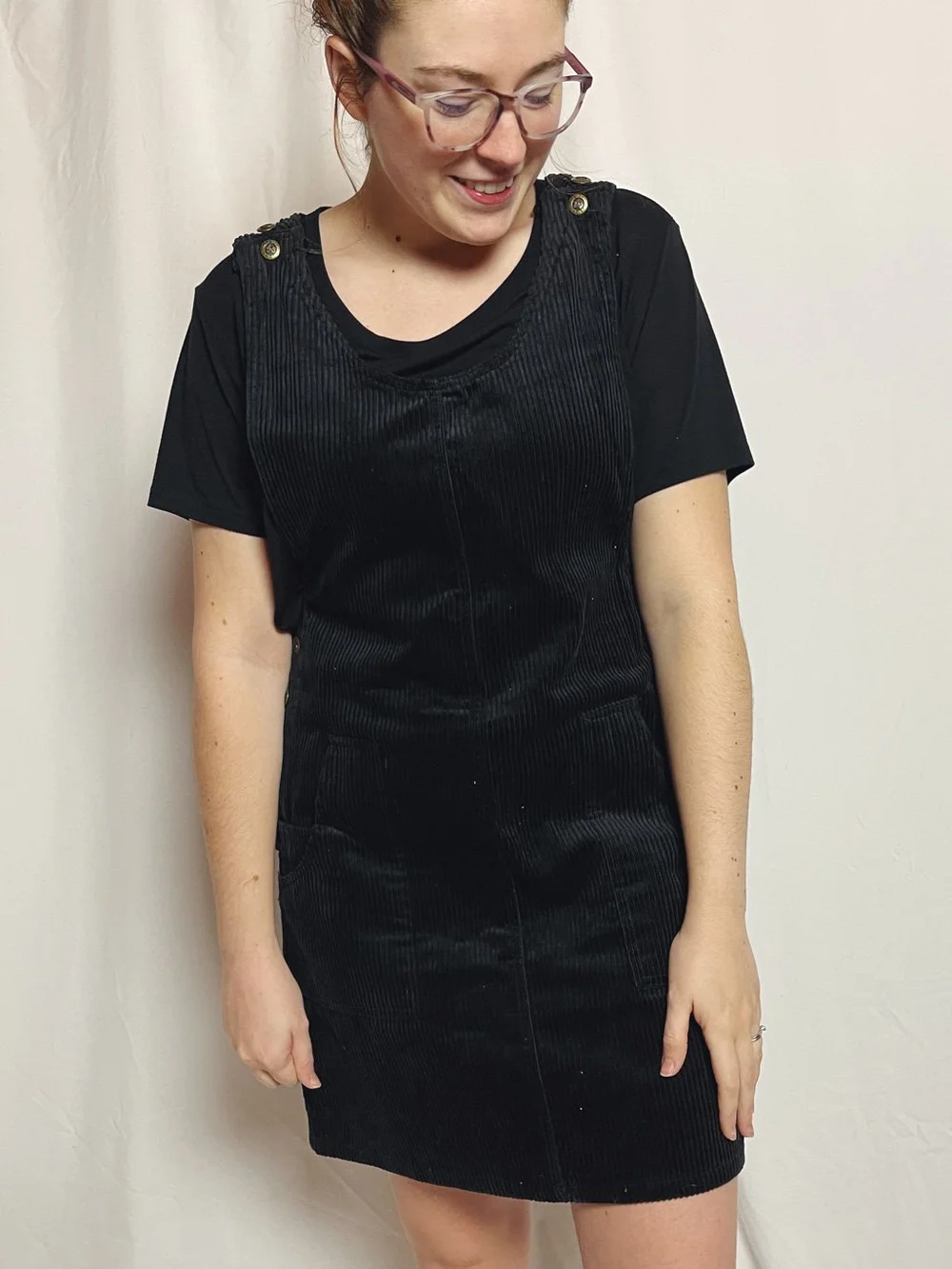 Black Corduroy Jumper Dress | M Misfit Thrifted Black Corduroy Jumper Dress | M Misfit Thrifted