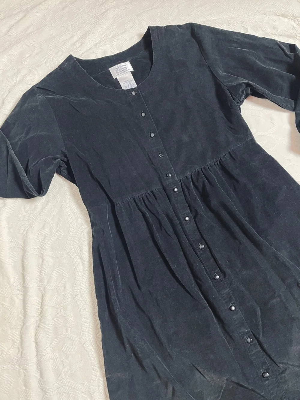 Black Micro Cord Midi-Maxi Dress | L Misfit Thrifted Black Micro Cord Midi-Maxi Dress | L Misfit Thrifted