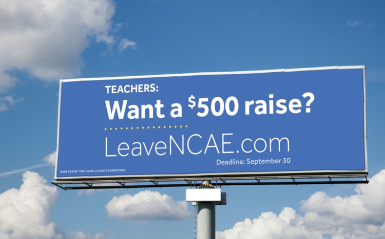 Billboards call on teachers to leave NCAE, get a $500 raise