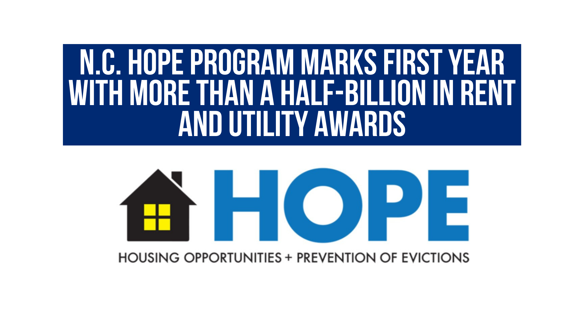 N.C. HOPE Program marks first year with more than a half-billion in rent and utility awards
