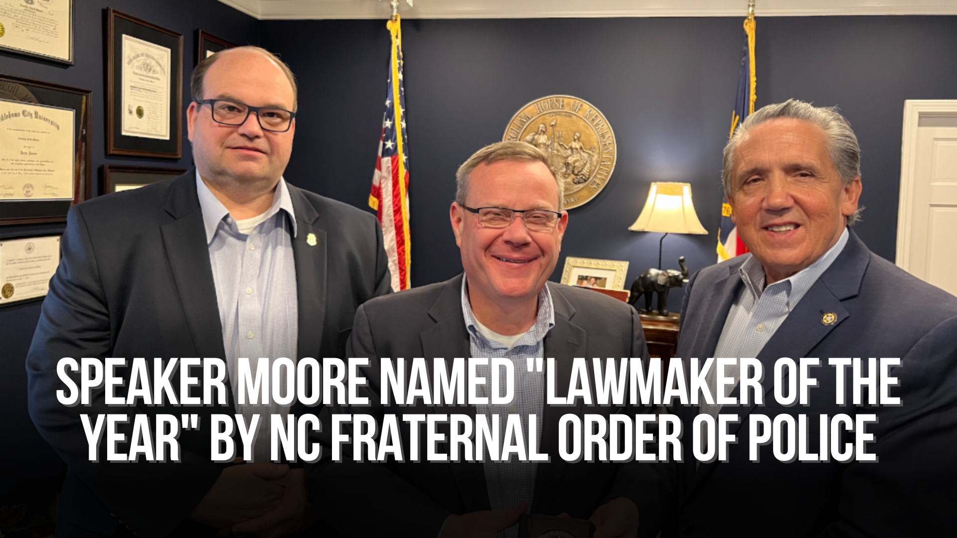 Speaker Moore named "Lawmaker of the Year" by NC Fraternal Order of Police