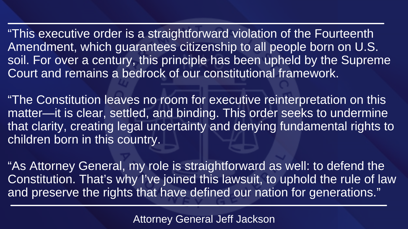Attorney General Jeff Jackson Defends Americans’ Constitutional Rights