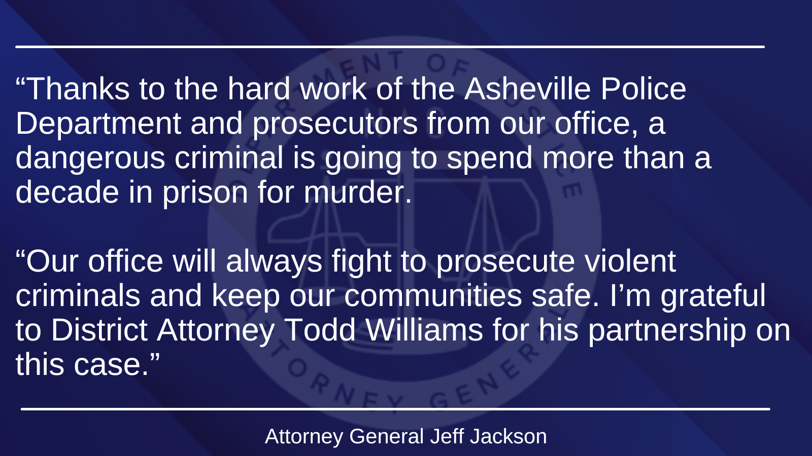 Attorney General Jeff Jackson announces conviction in Asheville murder case