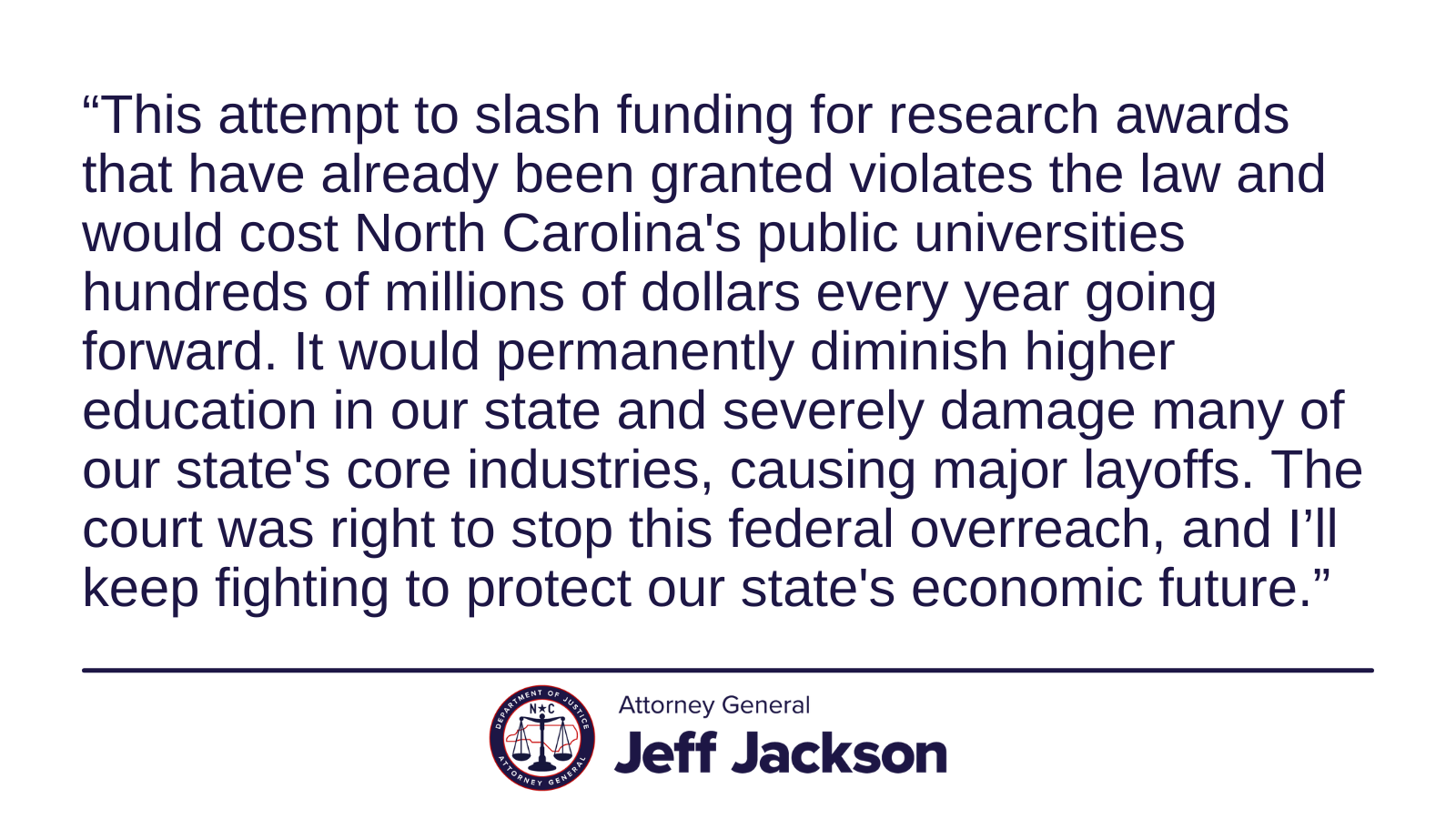 Attorney General Jeff Jackson Wins Temporary Restraining Order to Prevent Unlawful Health Care Cuts