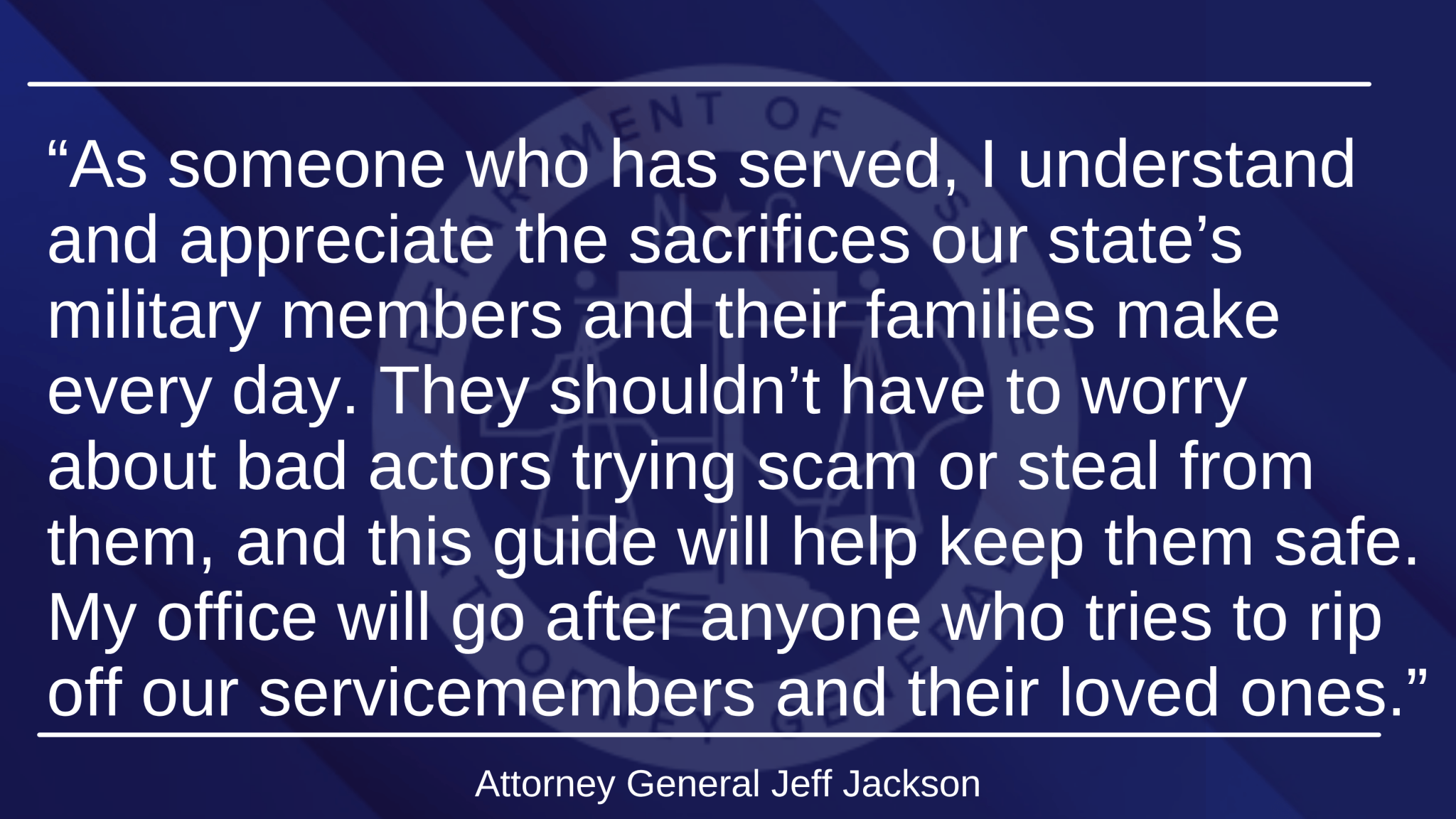 Attorney General Jeff Jackson Releases 2025 Military Consumer Guide