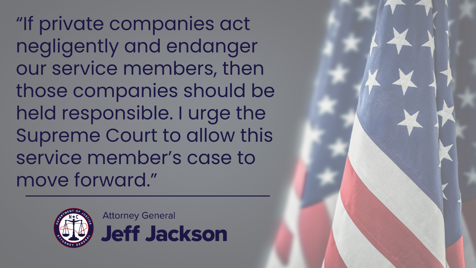 Attorney General Jeff Jackson and bipartisan attorneys general support veteran wounded in Afghanistan