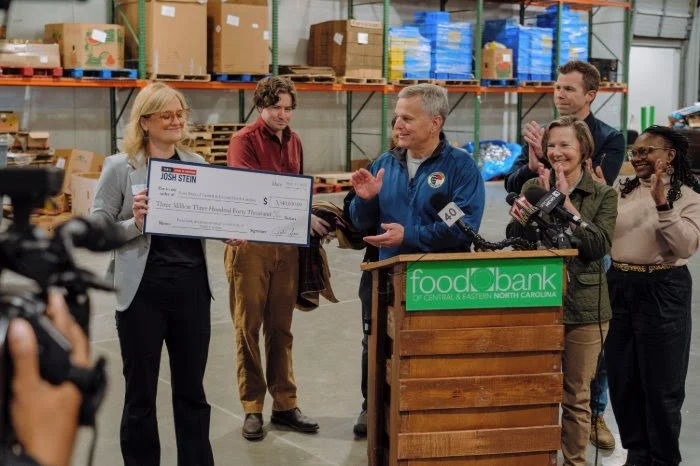 Governor Stein Volunteers at Food Bank of Central &amp; Eastern North Carolina, Presents $3.34 Million Donation As SNAP Benefits Stall