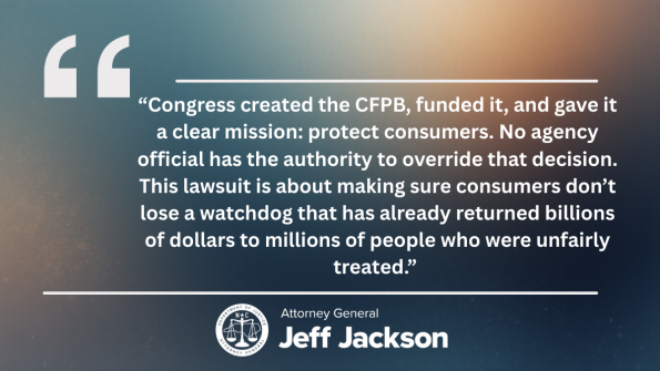Attorney General Jeff Jackson Sues to Defend Consumer Protection Funds
