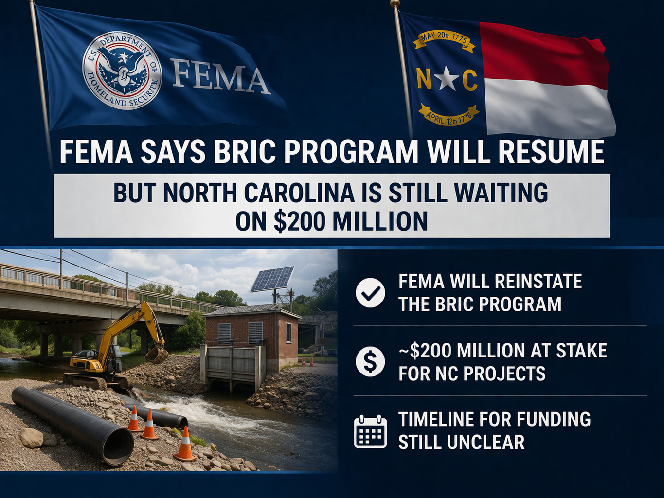 FEMA says BRIC program will resume, but North Carolina is still waiting on $200 million
