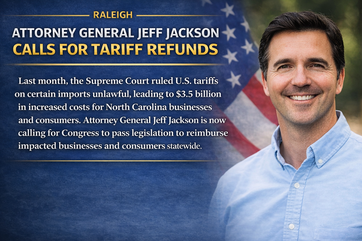 Attorney General Jeff Jackson Calls for Tariff Refunds