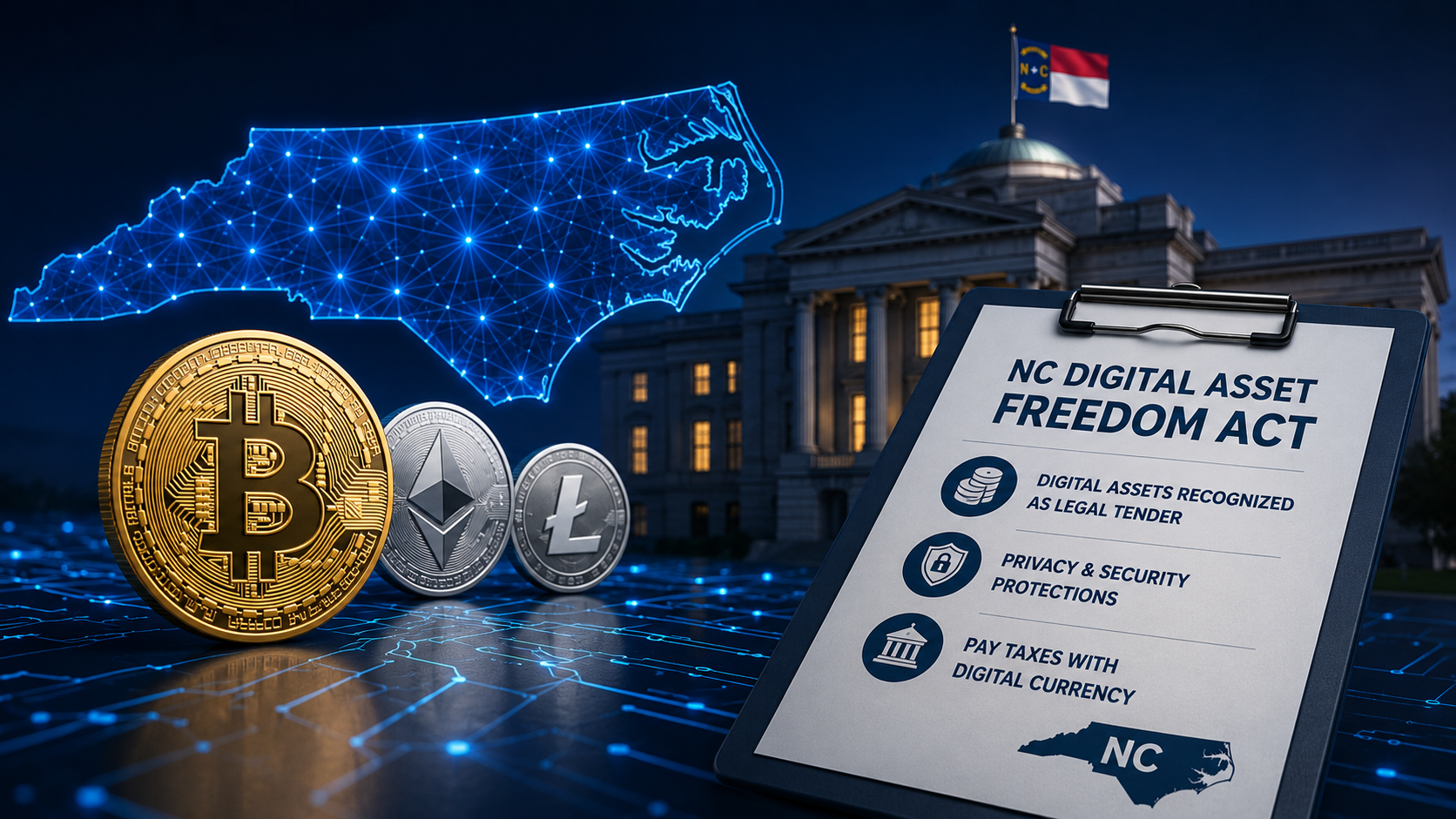 North Carolina lawmakers consider bill recognizing digital assets for tax payments, transactions