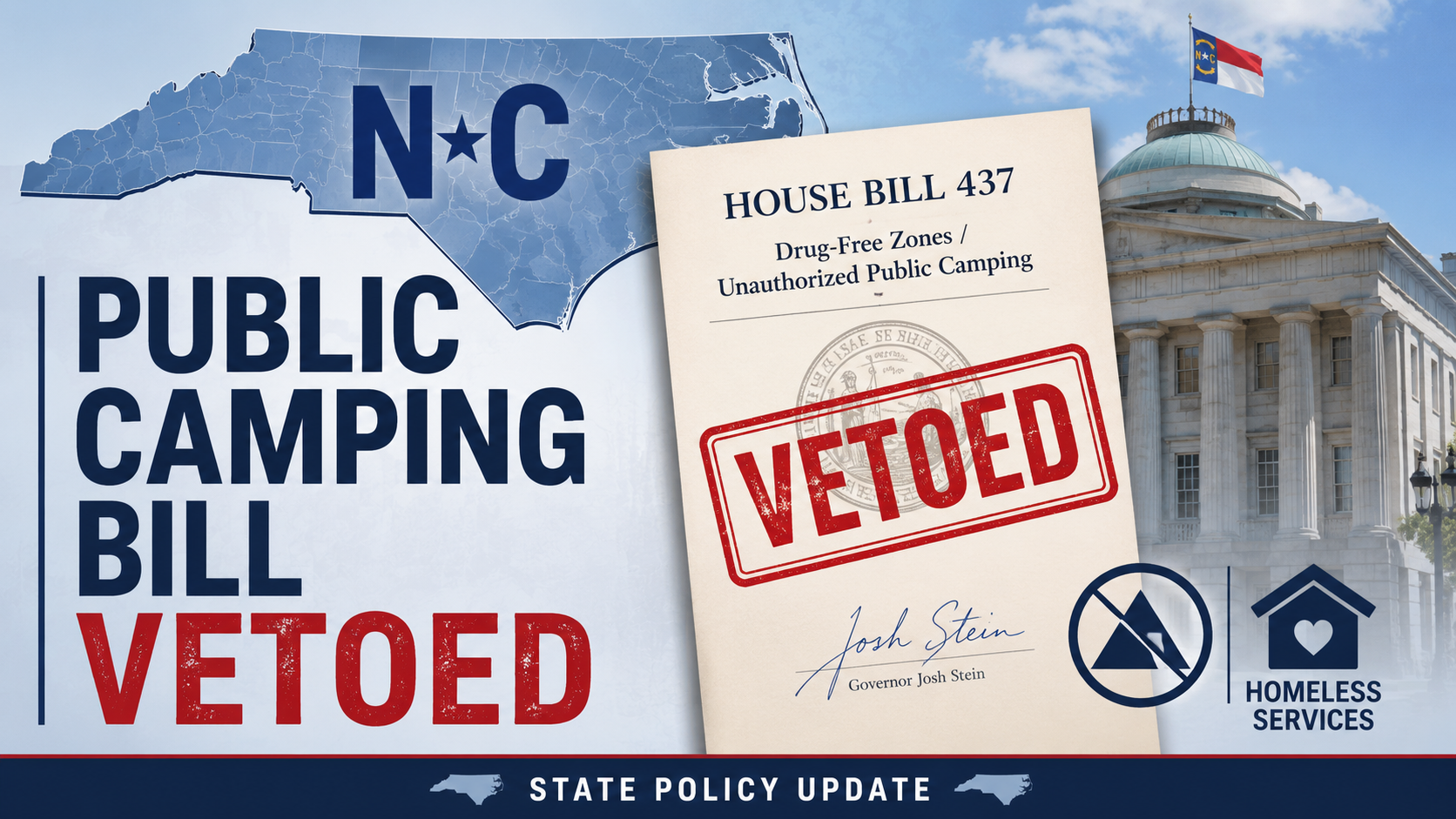 Stein vetoes homeless-service zones and public camping bill