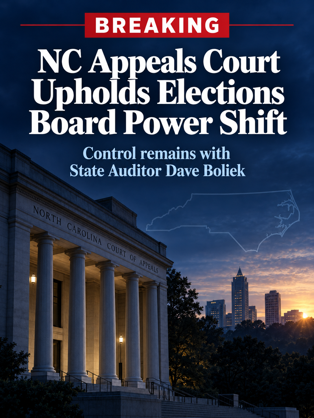 NC Appeals Court upholds transfer of elections-board power to Auditor Dave Boliek