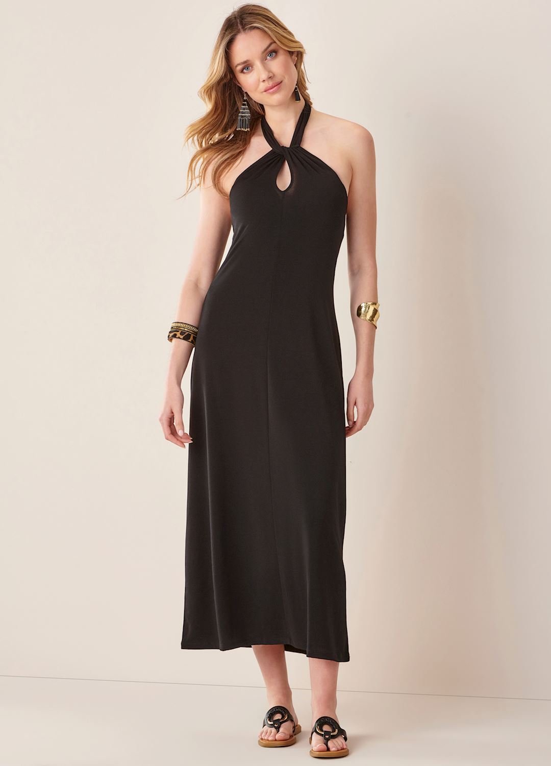 Black halter style dress