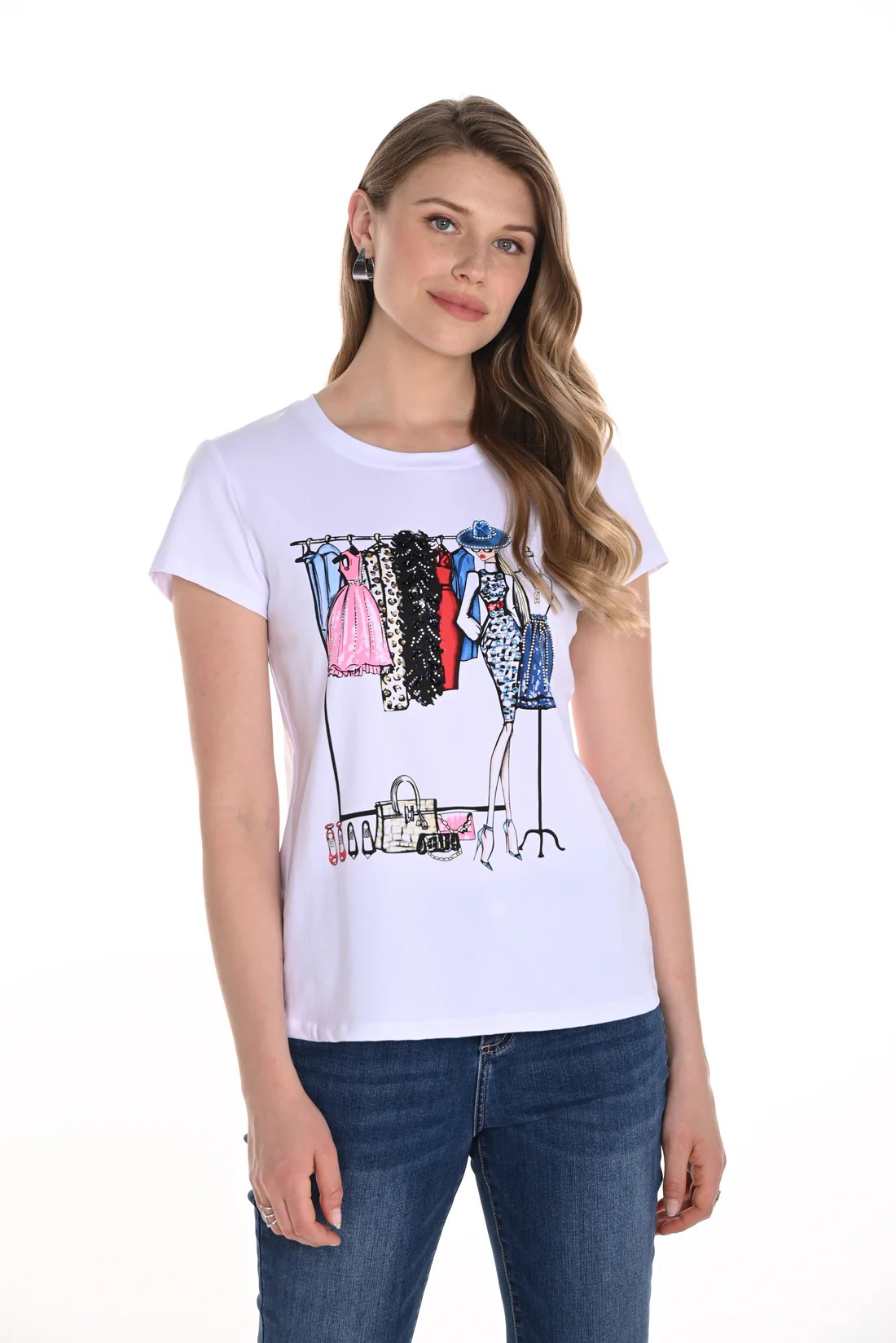 Frank Lyman Printed T-shirt with Bling