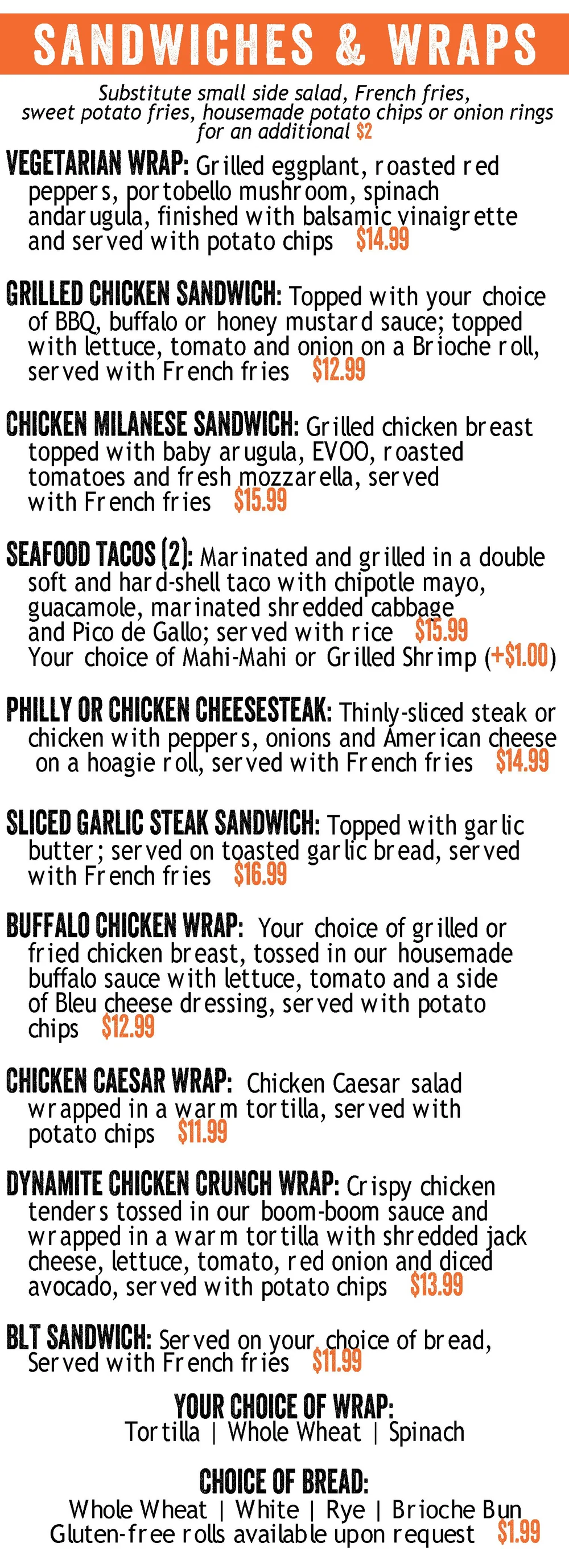 Menu — River Rock Restaurant & Marina Bar