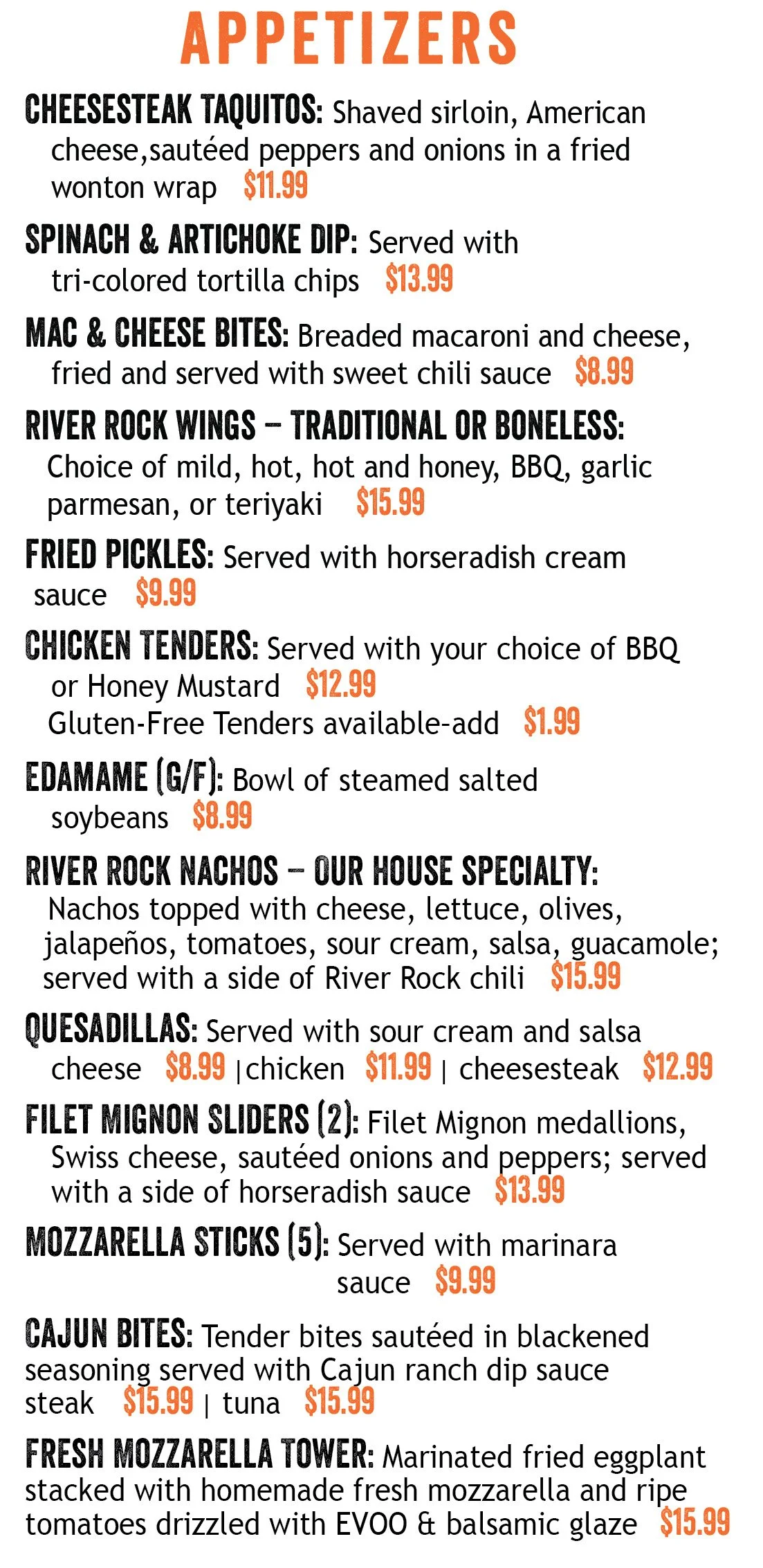 Menu — River Rock Restaurant & Marina Bar