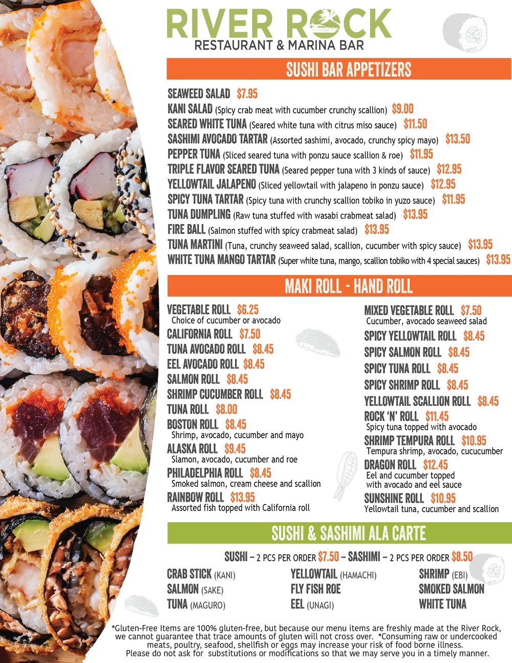 Menu — River Rock Restaurant & Marina Bar