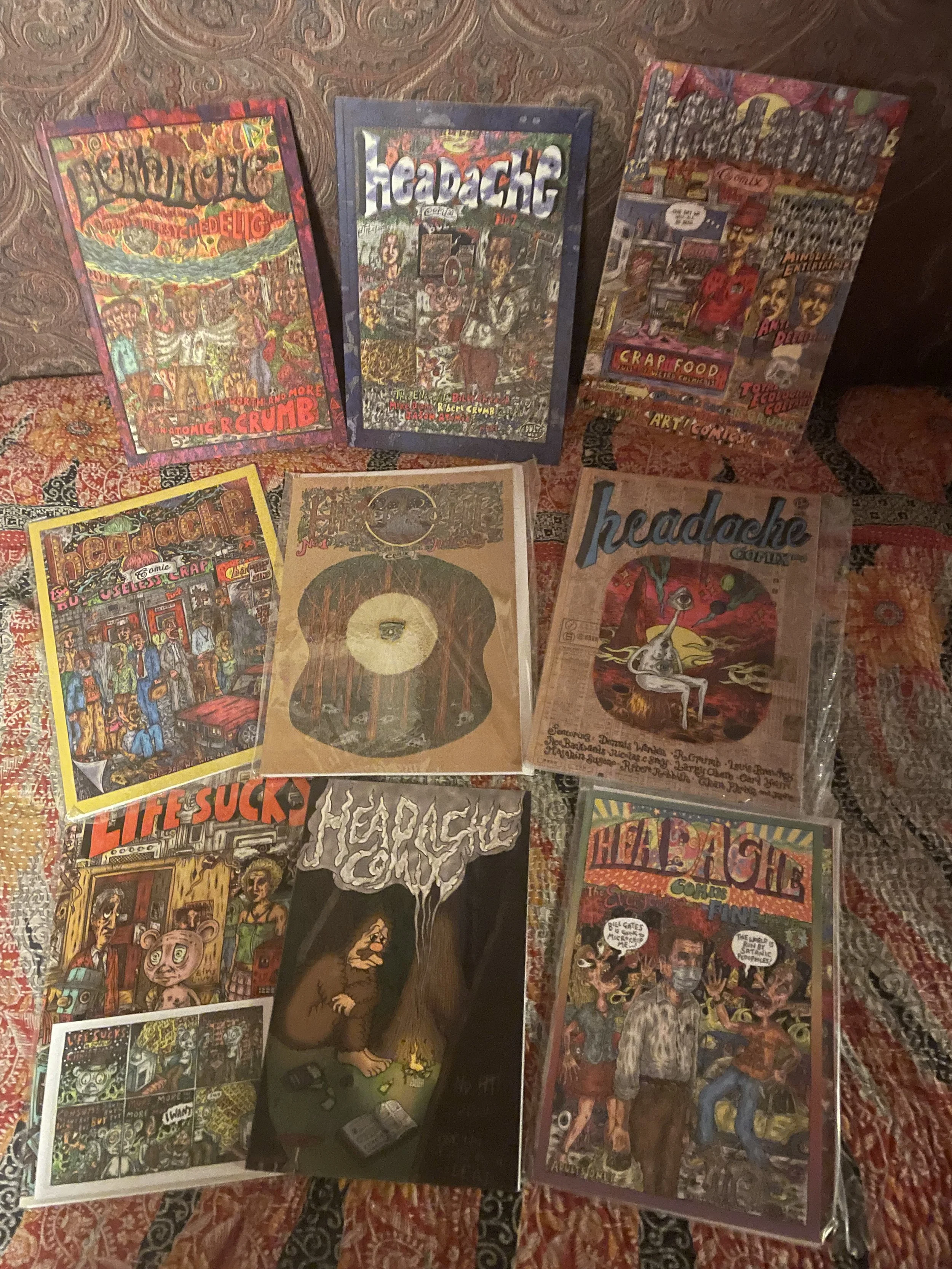 Headache comix BUMPER PACK.. includes life sucks, RARE no.0-7 Signed ! UK Only