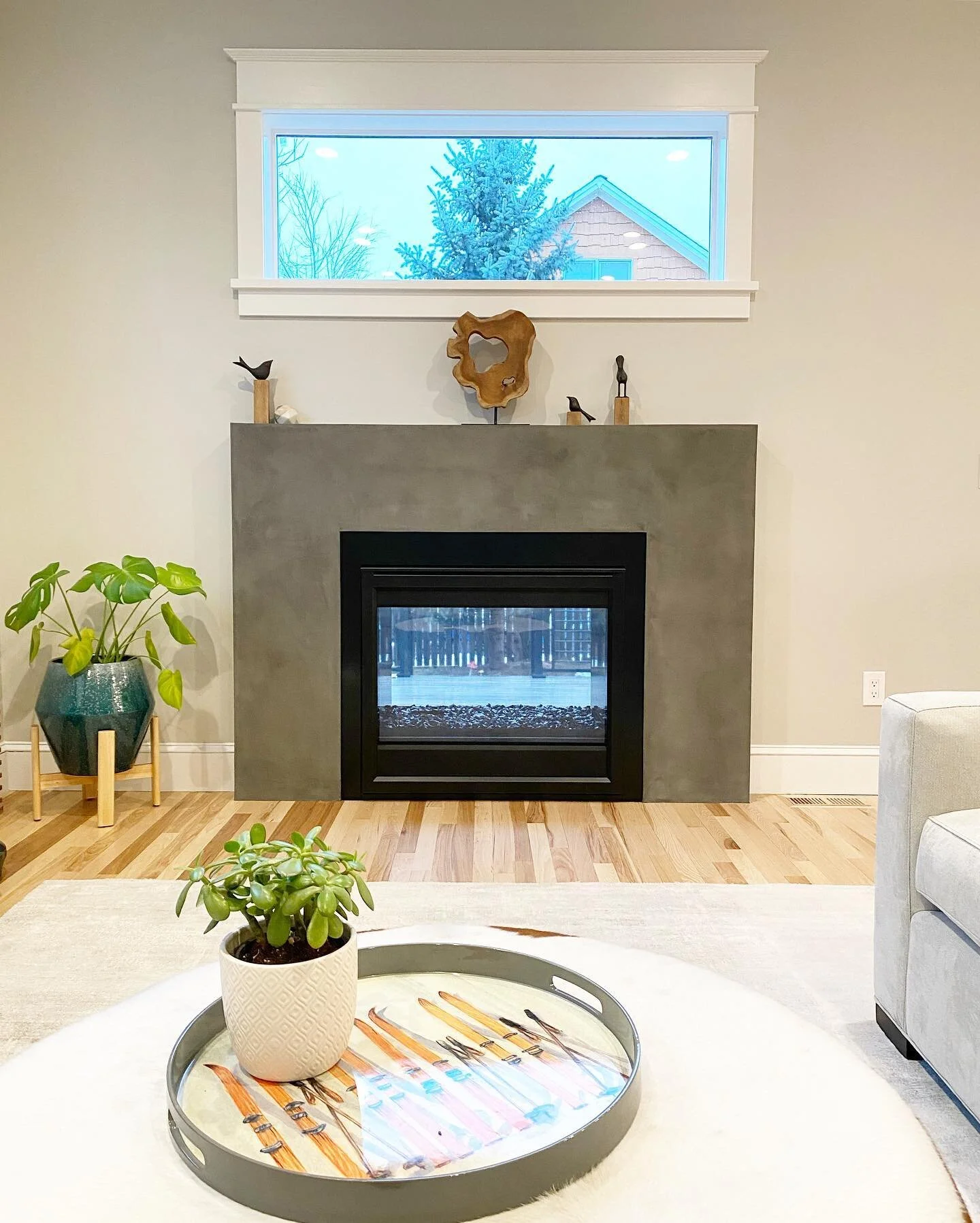 Here are some shots from a home remodel in North Boulder that we recently worked on. Refinished the floors, installed a new handrail and an indoor/ outdoor fireplace, repainted the interior and exterior of the house, and put in a beautiful wood beam.