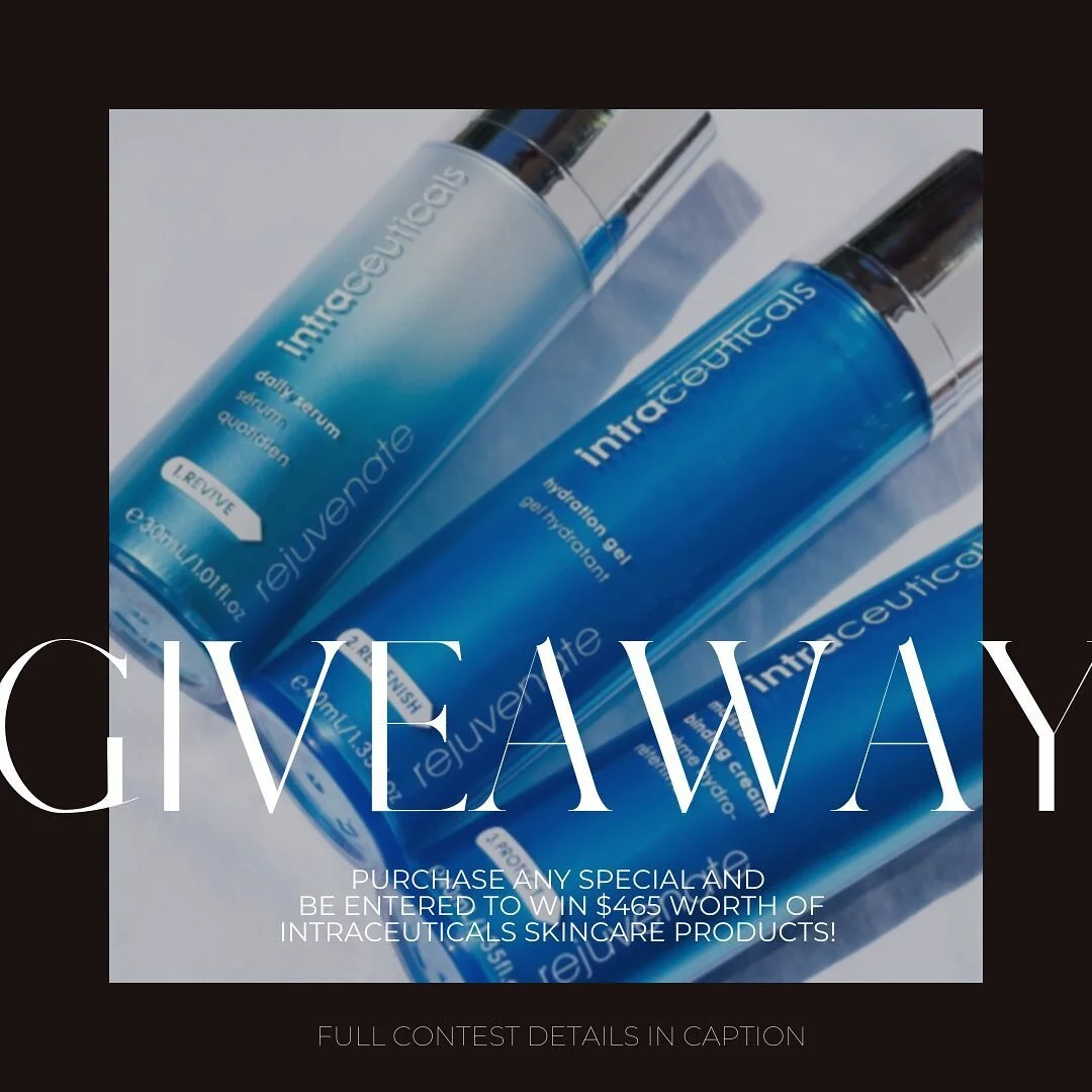 ✨G I V E A W A Y✨
With every purchase of a package special, be entered in to win a @intraceuticals_official hyaluronic layering system, full sized cleanser and 6 (!!!!!) rejuvenate professional serums that will be used in your Oxygen Facials. I&rsquo