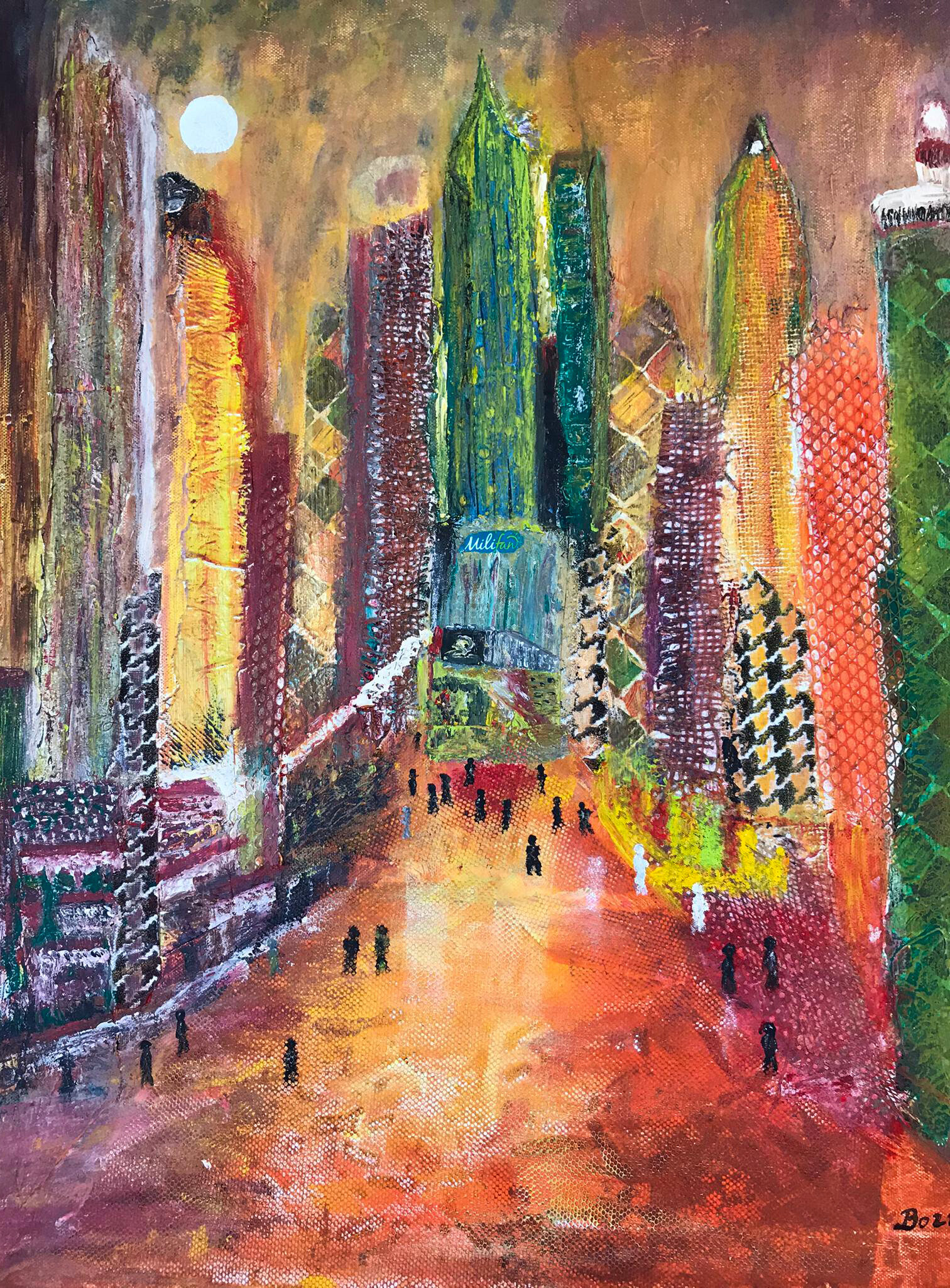 Bozi Mlinaric, Acryl-Collage auf Leinwand