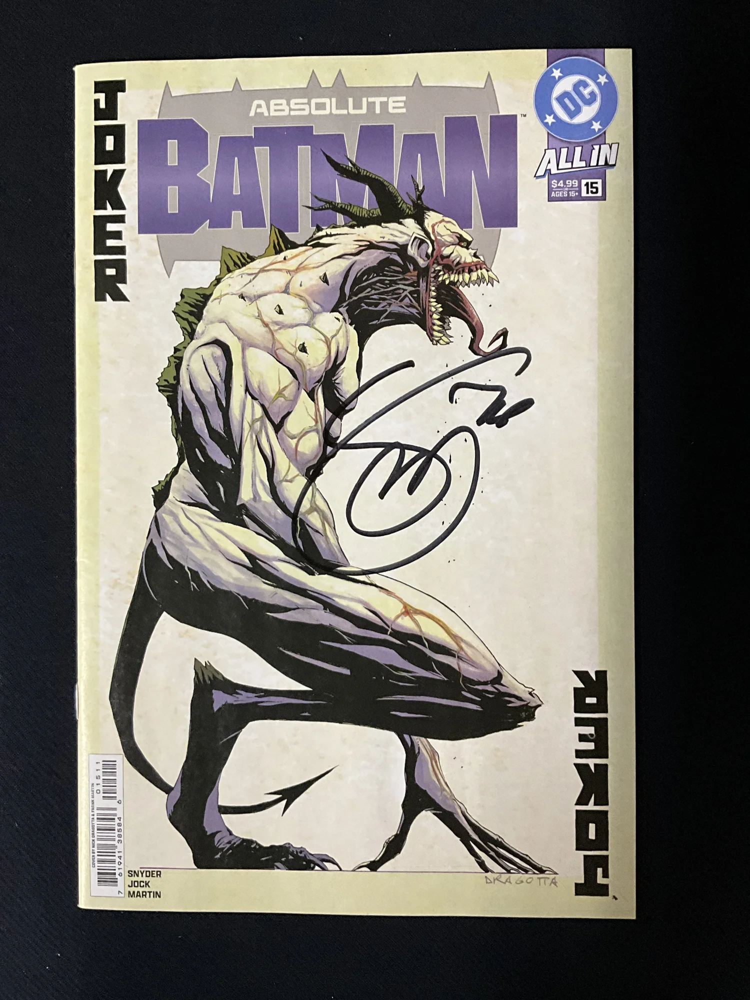 Absolute Batman #15 Snyderサイン入り アメコミリーフ Absolute Batman #15 - 1st Absolute Joker - Signed by Scott Snyder