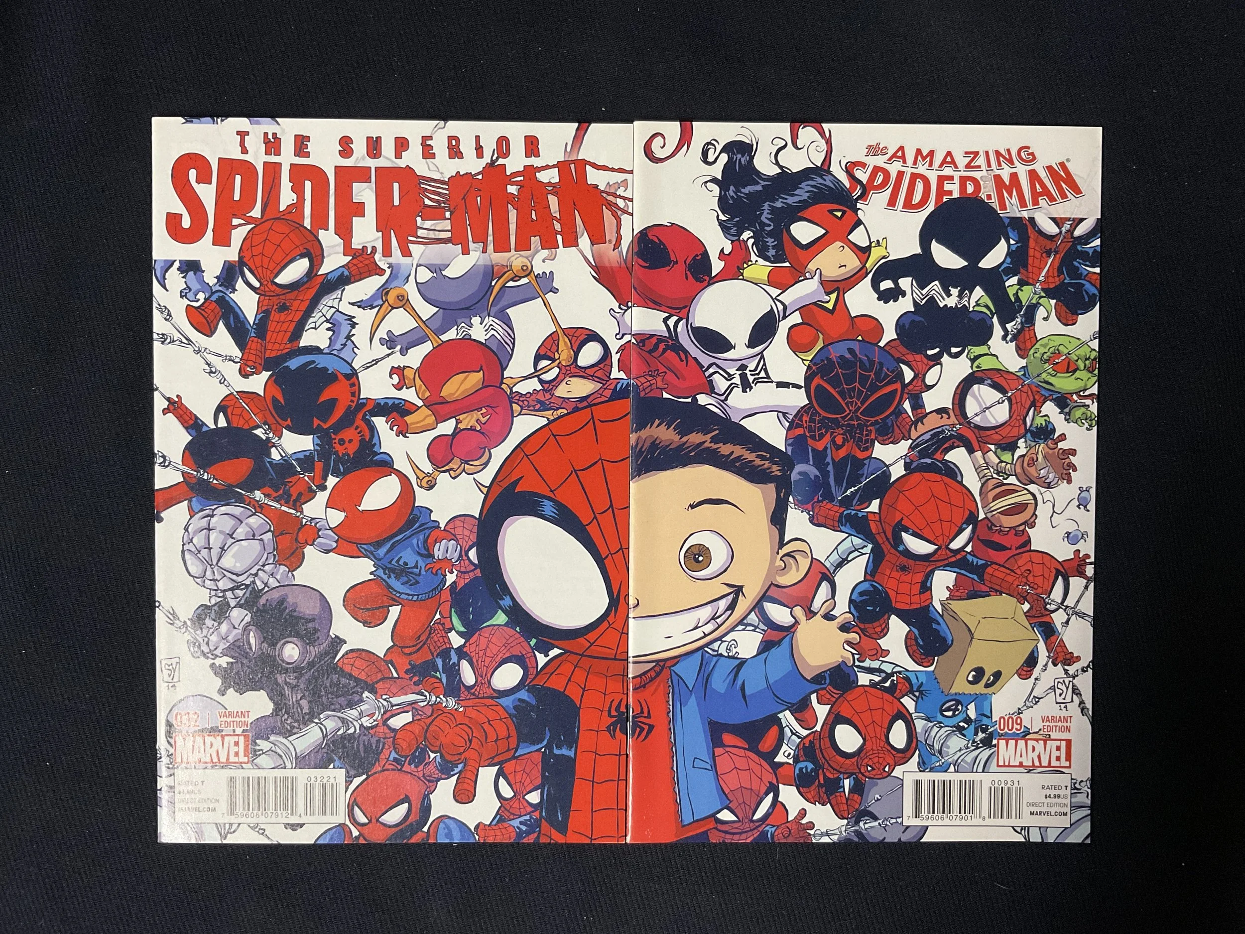 Spider-Man Skottie Young Cover Lot - Superior Spider-Man #32 & Amazing Spider-Man #9