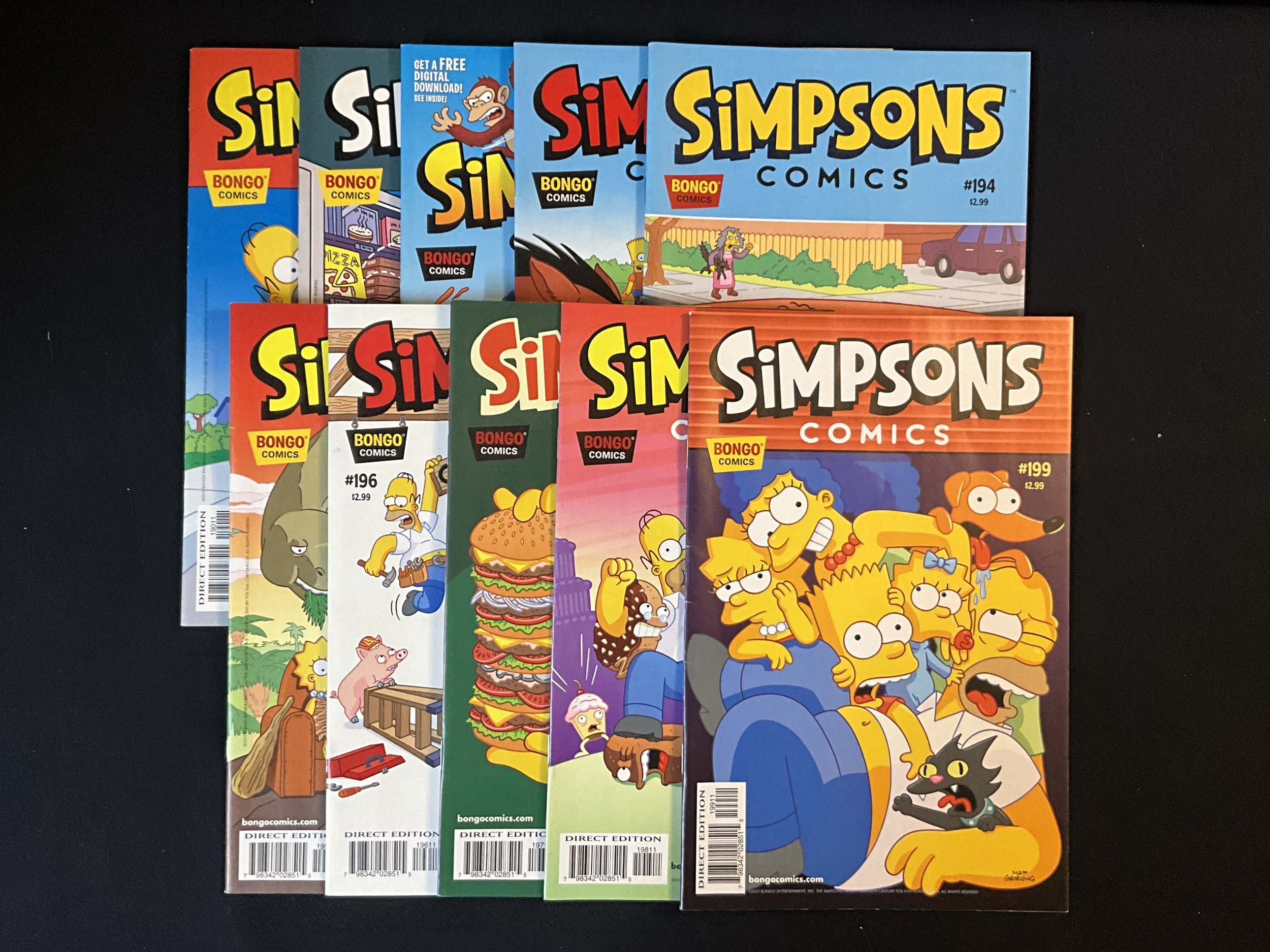 Simpsons Comics #190-199 - 10-issue lot