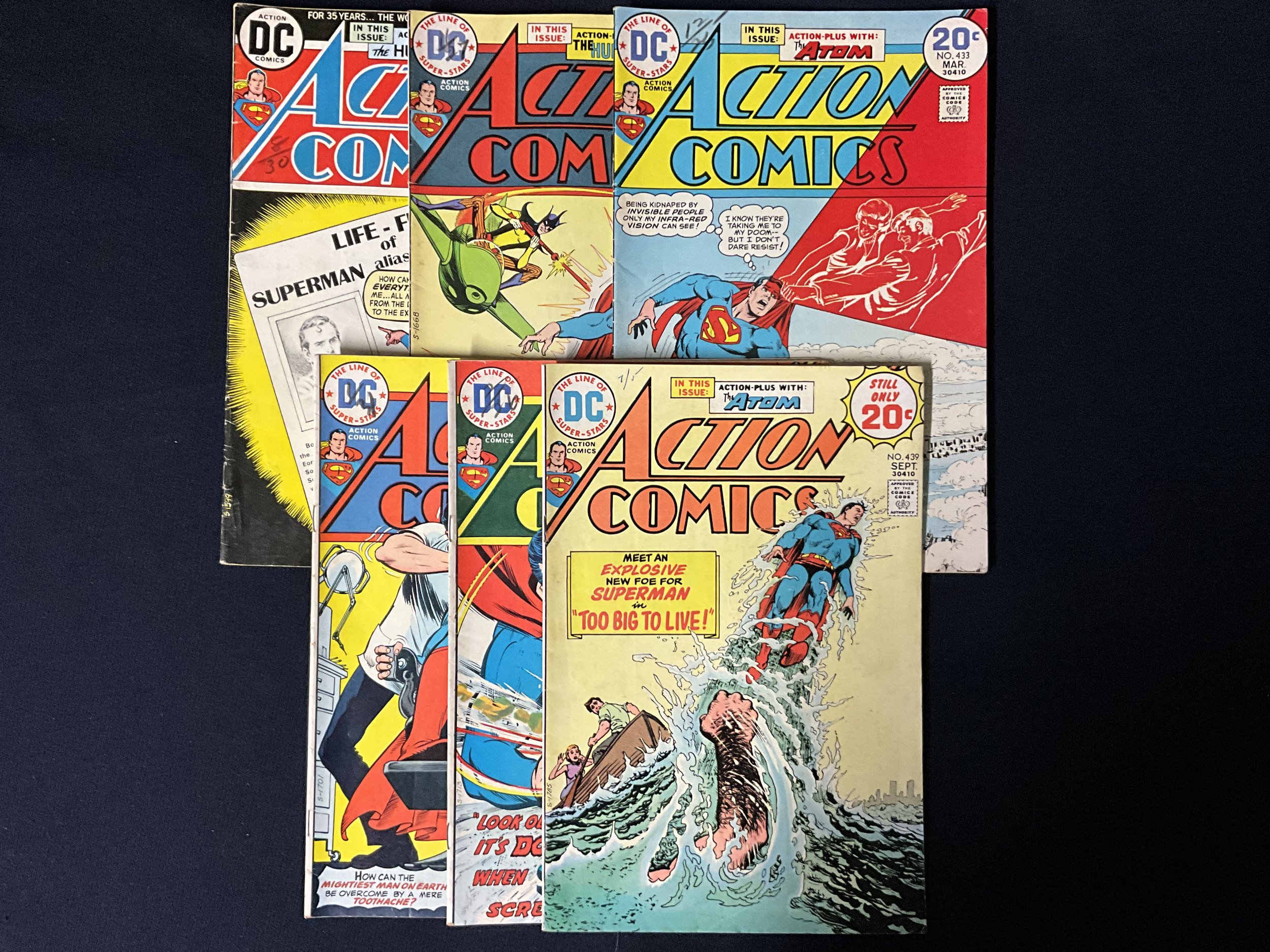 Superman Action Comics 429, 432, 433, 434, 435, & 439 - Lot #3