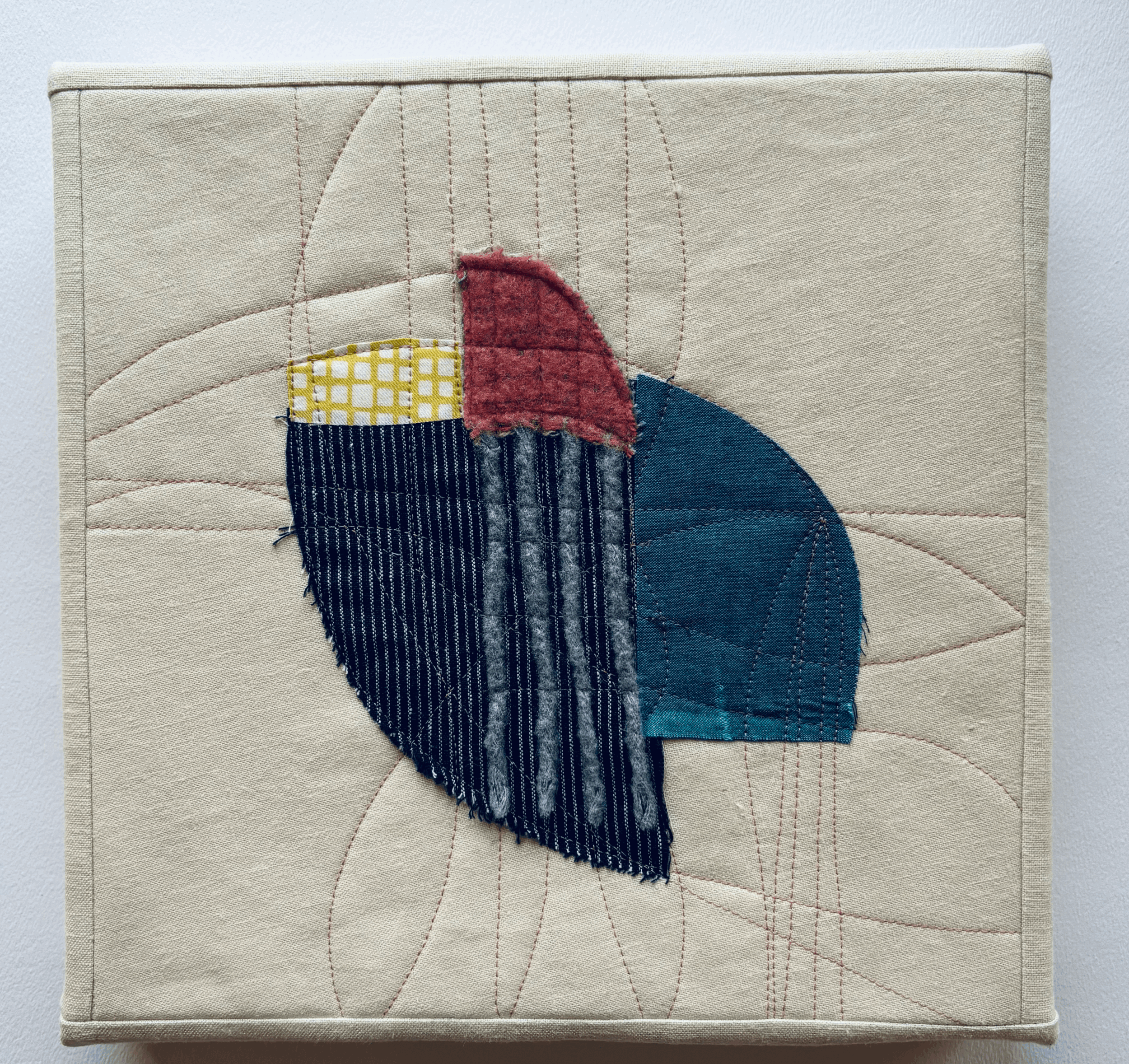 Clothwork - mixed fiber, appliquéd and quilted 10” x 10” $275.00