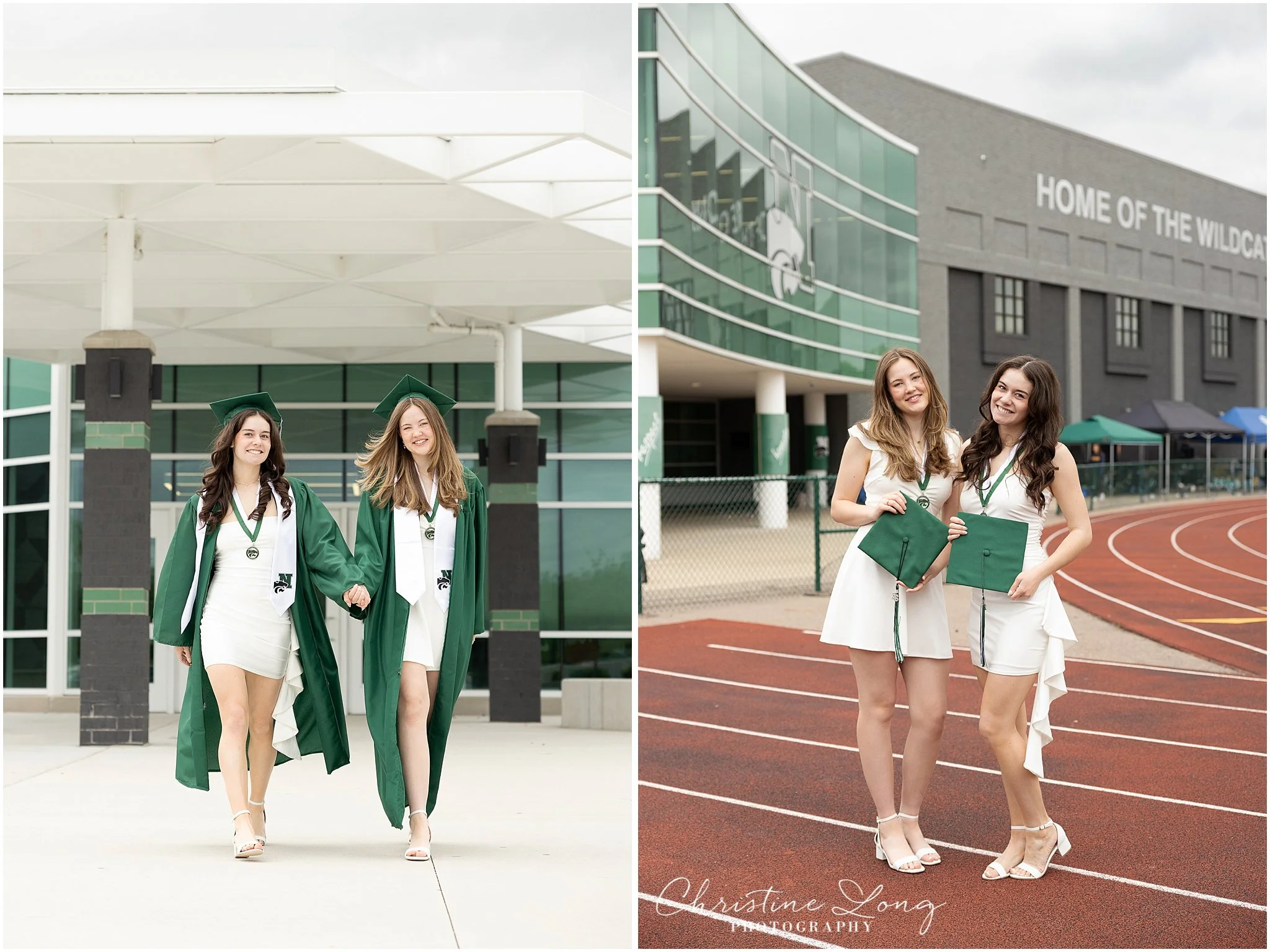 Senior cap and gown photos Novi Michigan friends