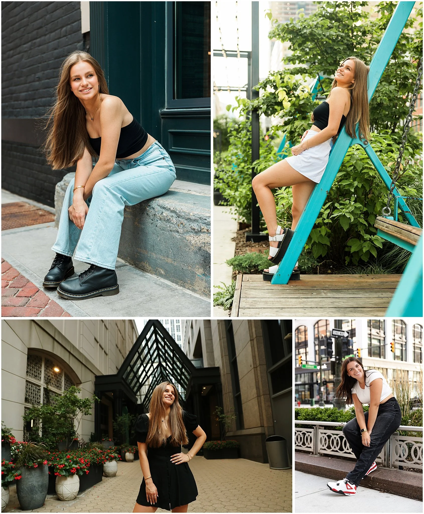 senior pictures girl downtown detroit parkers alley, campus martius