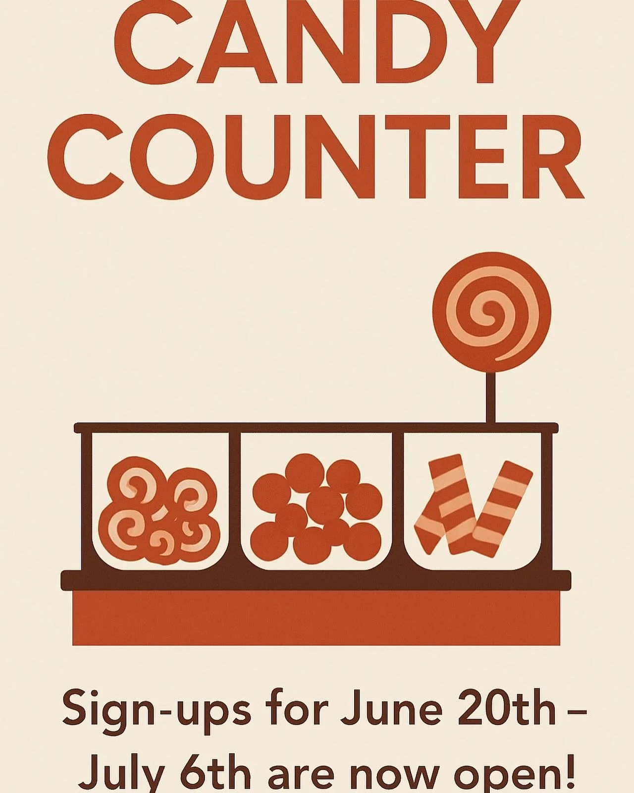 Candy counter sign ups are now open for the beginning of summer! Check the link in our Bio to sign up! REMINDER: workers must be at least be entering 4th grade.