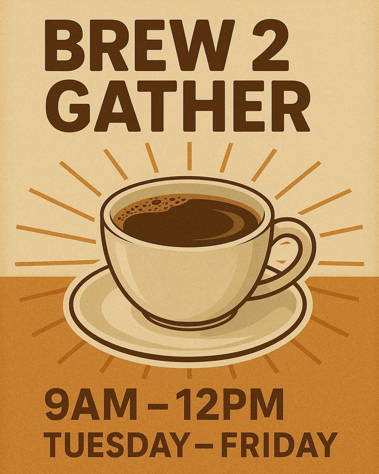 BREW 2 GATHER has returned! Enjoy coffee and specialty drinks from Infusco Coffee Shop. Starting tomorrow try our new Chai latte and Dirty Chai drinks. Brew-2-Gather is a great time to work, study, or just chat with a friend. Come stop by the Well fr