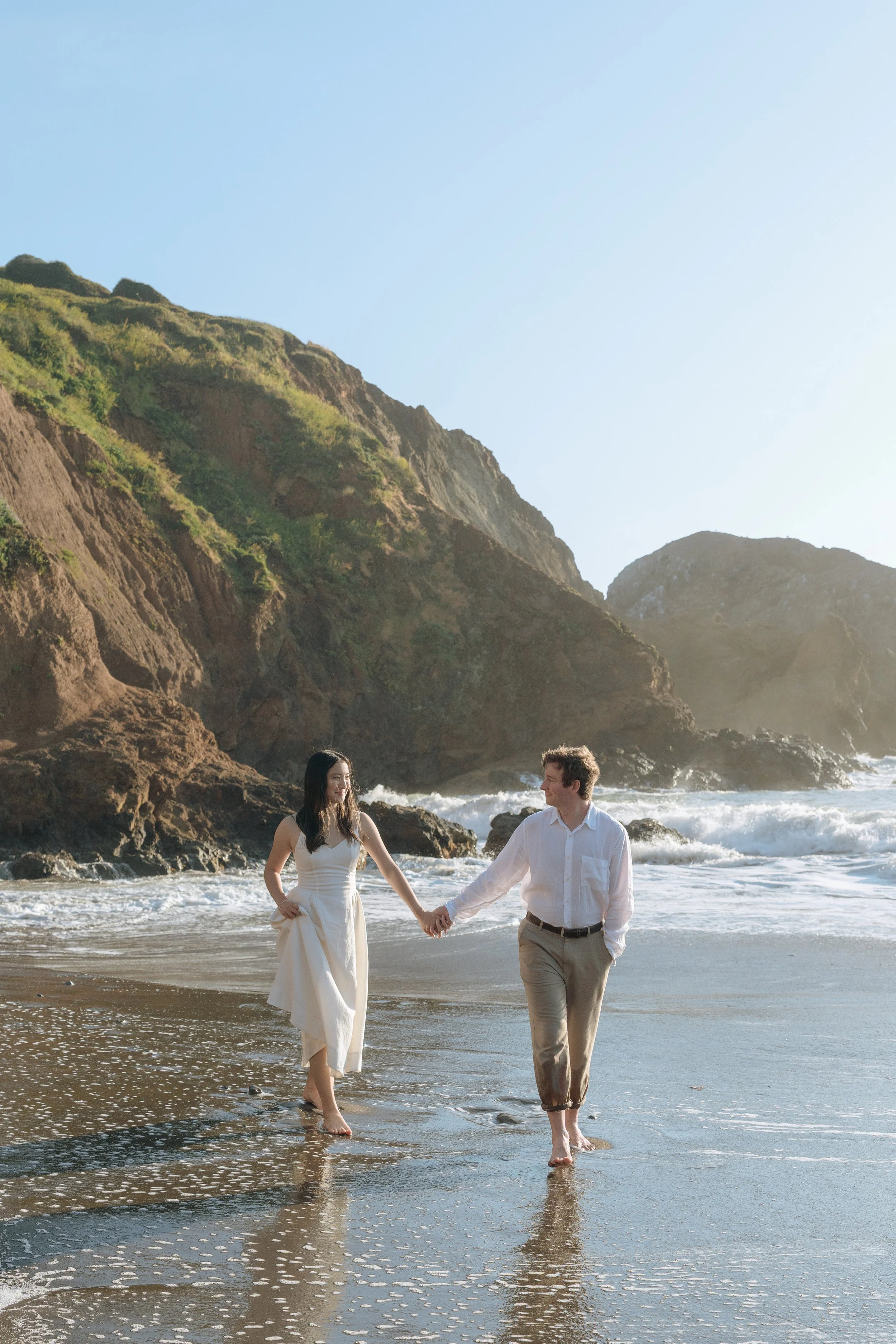 Golden Hour Engagement Session Along the Coast