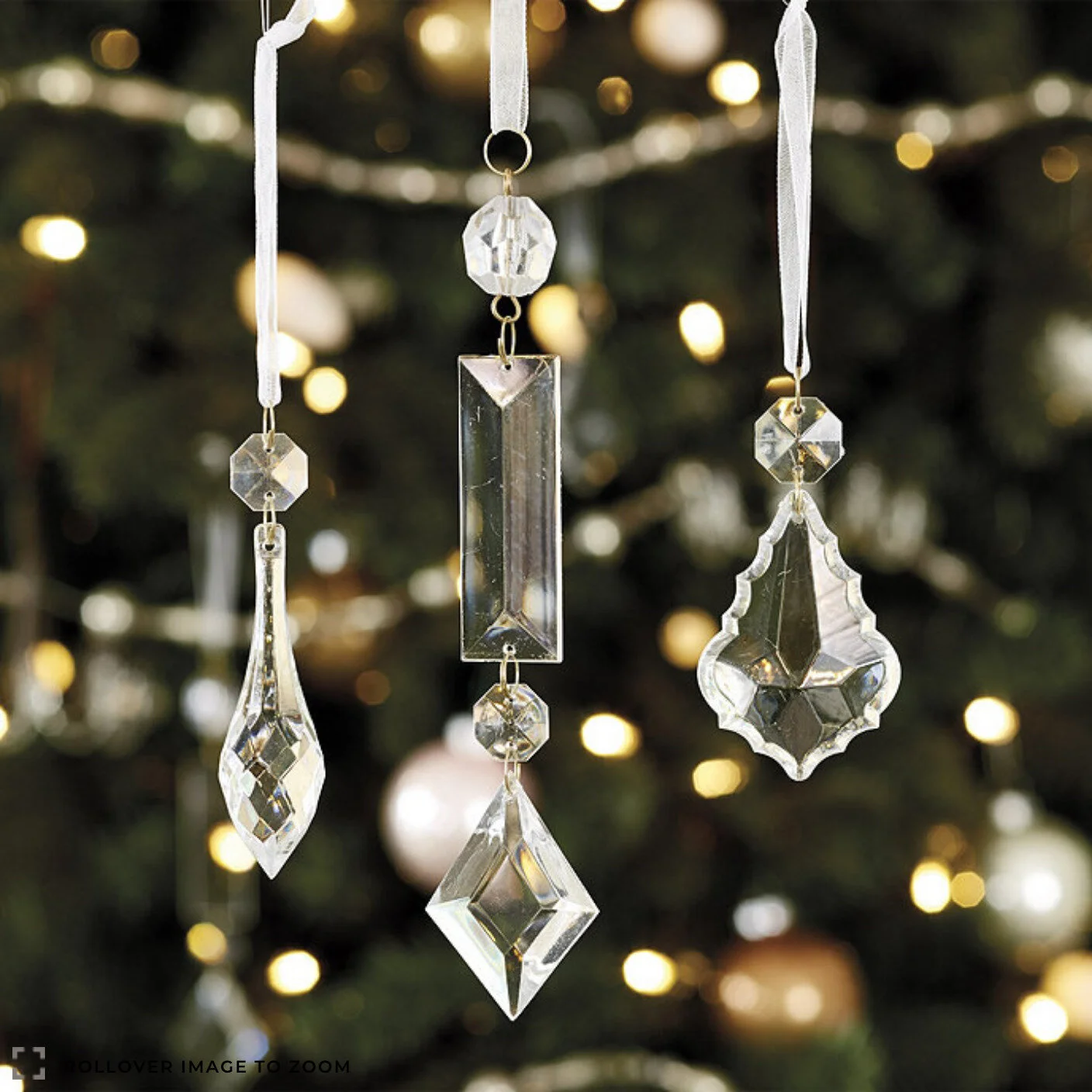 A set of 12 pendant ornaments that go along with just about every color scheme - on sale as well!