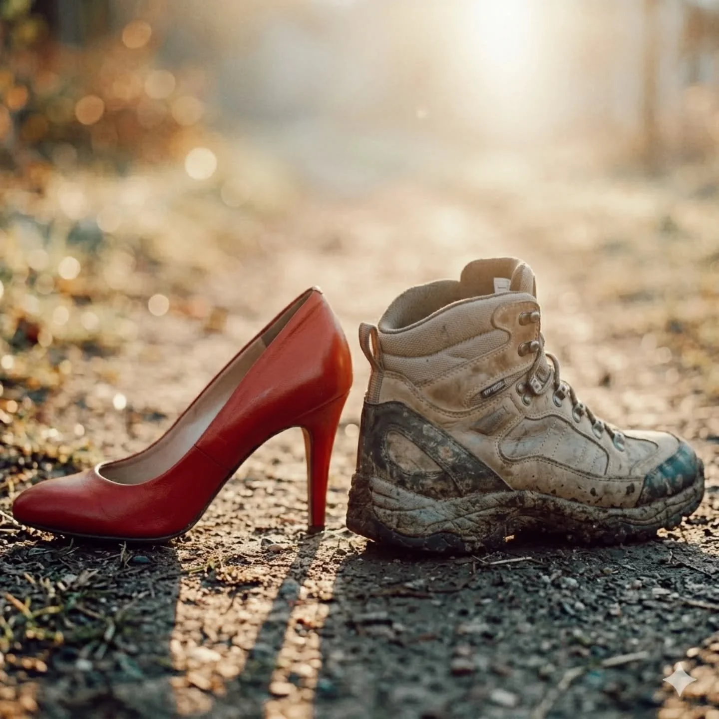 Red heels and hiking boots. This is what I am made of: I am cool with my professional side and content with my adventurous soul.

Biking, hiking, canoeing, boxing, presenting, strutting, leading, caring, teaching, managing, coaching, researching, dis