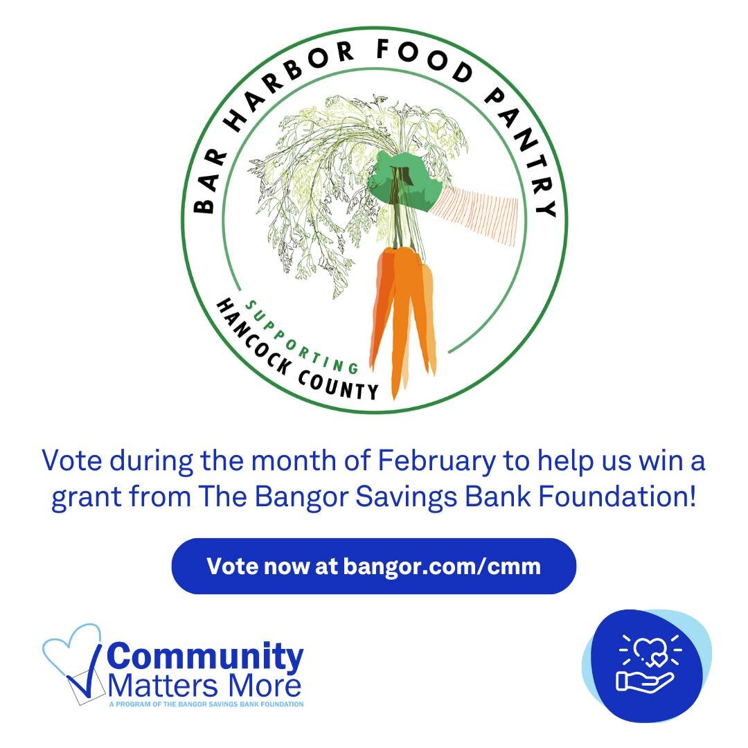 Please vote &amp; share!

We're on the ballot for Bangor Savings Bank Foundation's Community Matters More grant. Visit bangor.com/cmm to vote to get us a little closer to the $5,000 top grant prize. Vote daily through February!