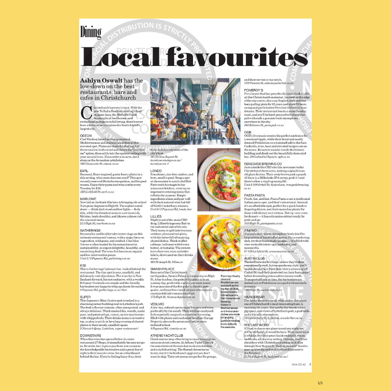 Local Favourites: Christchurch Food & Drink // NZ Herald, Viva