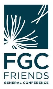 Logo for FGC Friends General Conference featuring stylized floral design and text