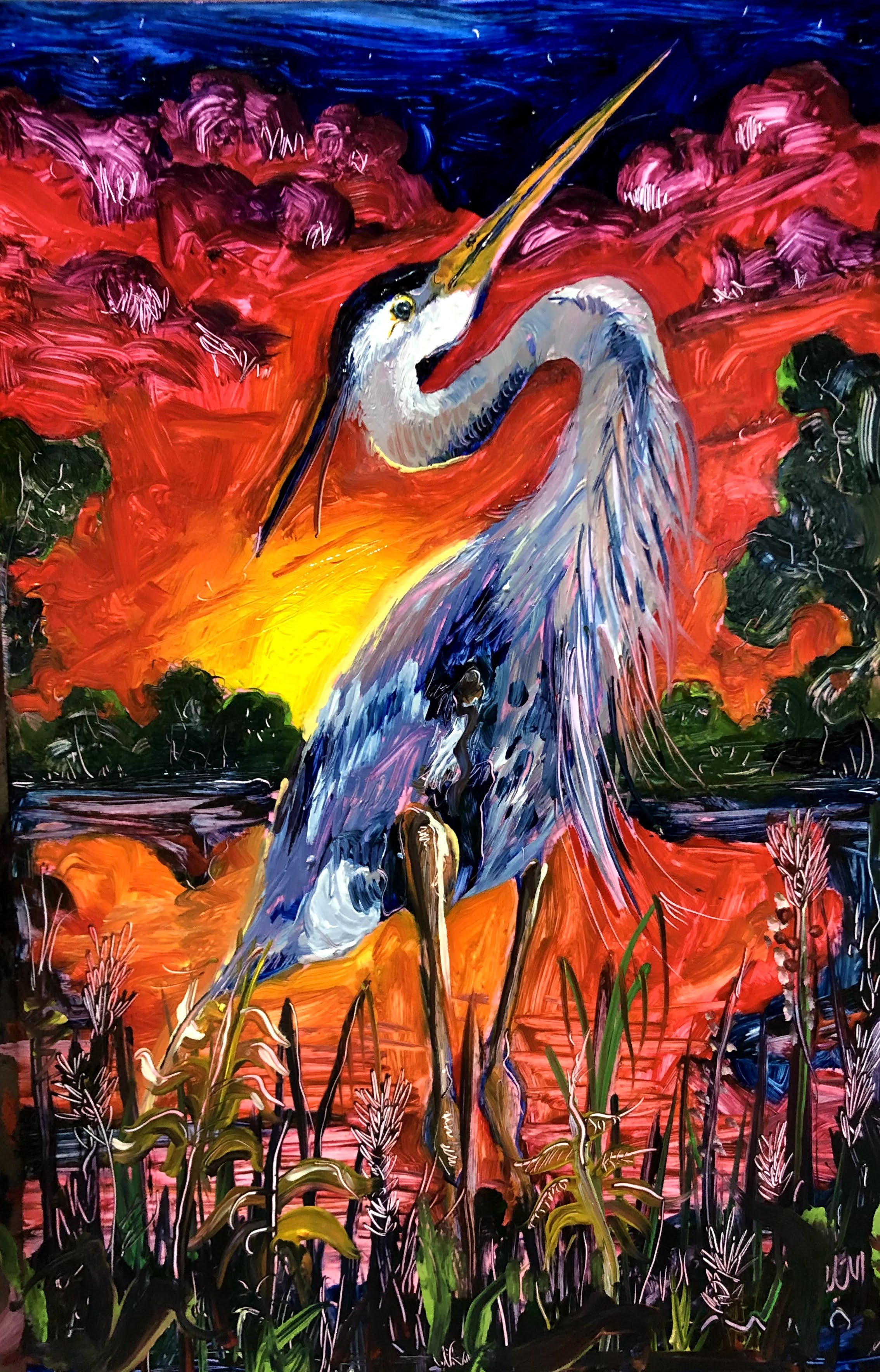  Local Bird (Backyard Waterbird) 4x7” Oil on Yupo 2022 